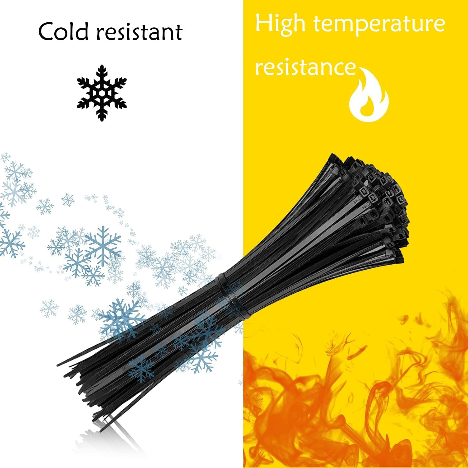 BUYLONG Cable Ties, 400 Pieces Black Various Sizes (6" + 8" + 10" + 12", Multi-Purpose Self-Locking Nylon Cable Wire Management, Plastic Wire Ties for Home, Office, Garden, Workshop - Black image number 3