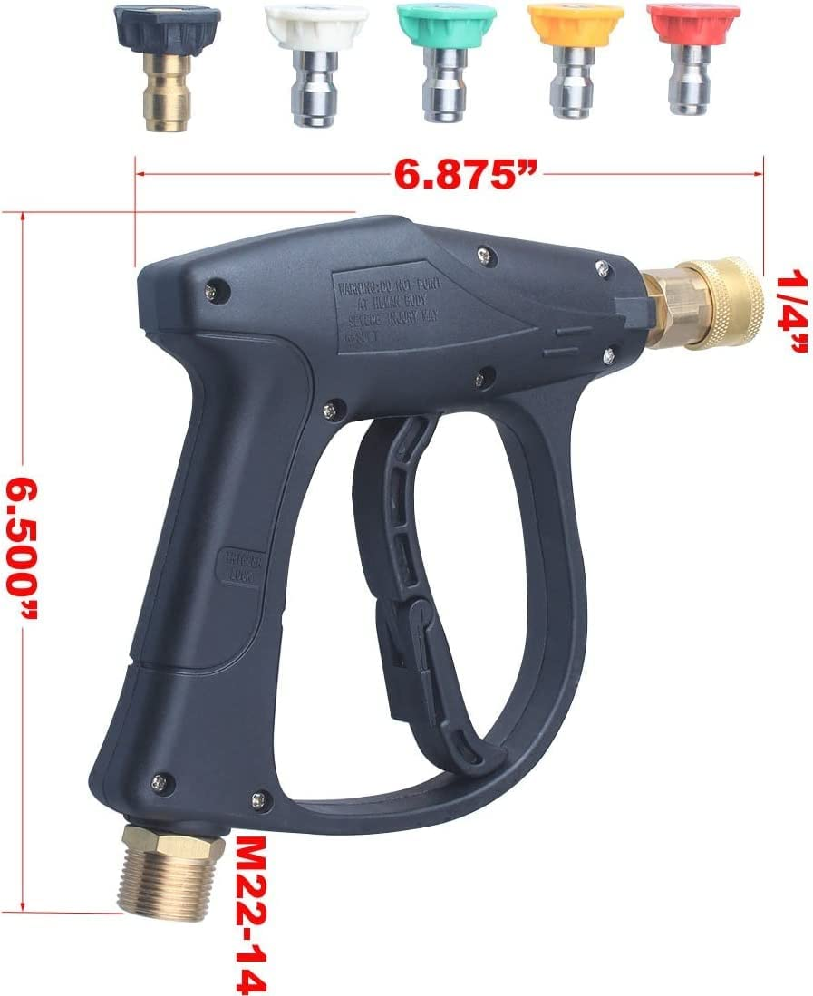 High Pressure Washer Gun,4000 PSI Max with 5 Color Quick Connect Nozzles M22 Hose Connector 3.0 TIP image number 3