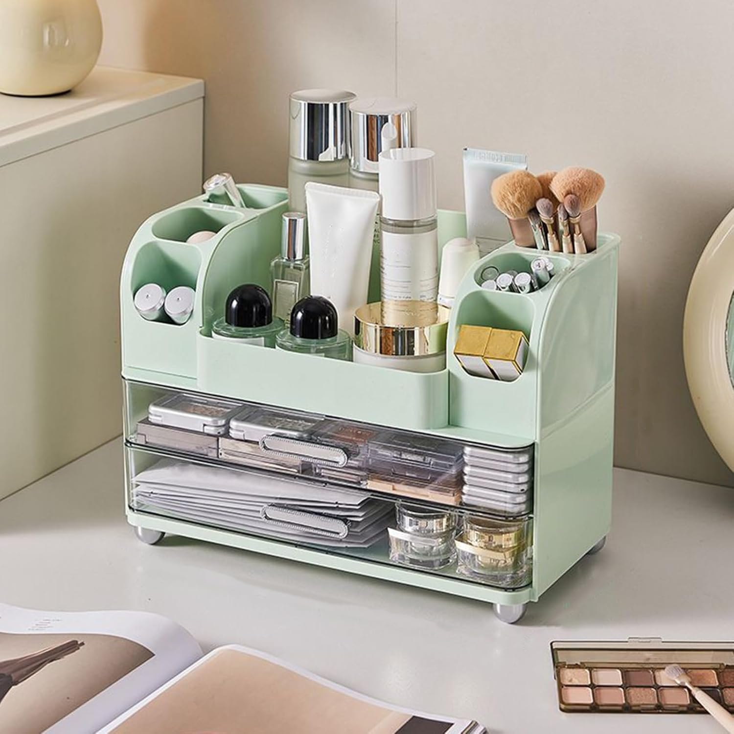 Makeup Organizer - Cosmetic Tabletop Holder | Decorative Desk Organizer for Medicine Makeup Dresser Closet Kitchen Dorm Bedroom Crafts Toiletries Jewelry image number 4