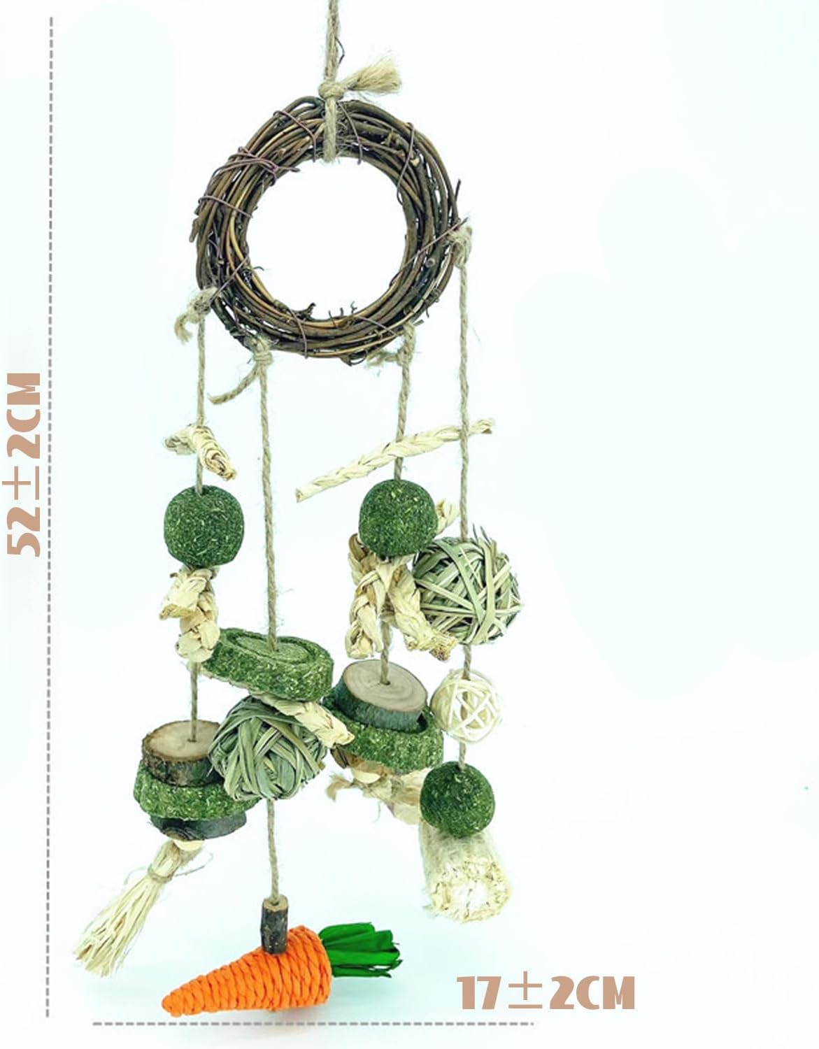 Norhogo 1 Piece Rabbit Toy, Chew Toy for Bunny, Small Animals, Molar Dental Care, Wooden Rattan Teething Toy for Guinea Pigs, Hamsters, Rabbits, Rodents For image number 3