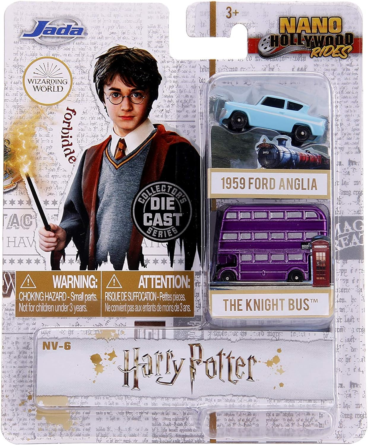 Jada Toys Nano Hollywood Rides Harry Potter 1959 Ford Anglia & Knight Bus 2-Pack Die-Cast Collectible Vehicles 31719, White image number 2