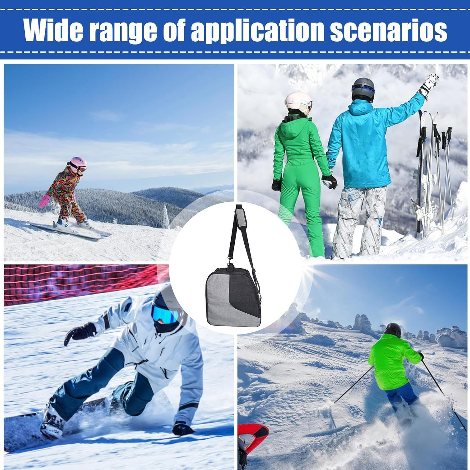 Travel Ski Boot Bag, Portable Snowboarding Gear Storage Bags, Large Capacity Waterproof Glide Package, Multipurpose Ski Boot Pack, Skiing Gumboot Luggage for Men and Women image number 6