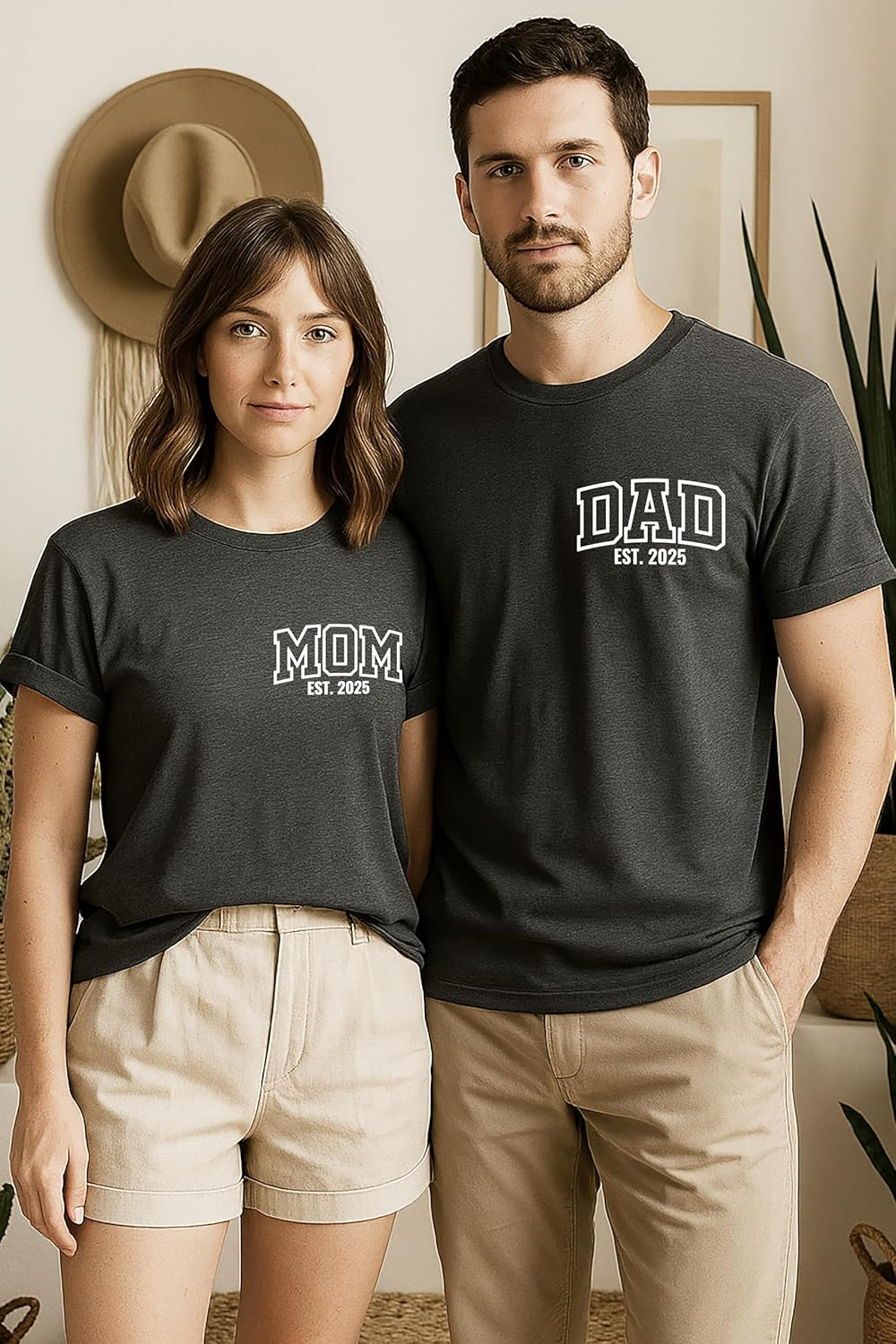 Teeny Fox Couple Baby Announcement Shirt | Expecting Mom and Dad Pregnancy Reveal Shirts | Matching Mommy Daddy Set image number 1