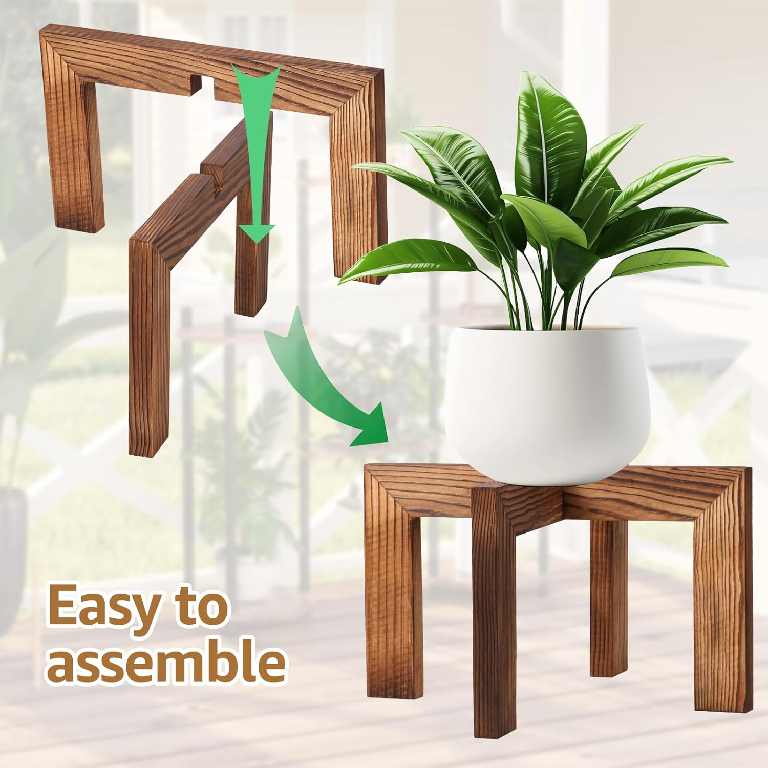 Fwqofvk Minimalist Wood Flower Pot Stand, Modern Wooden Plant Stool, Indoor Wood Plant Holder, Practical Plant Display Stand for Indoor Home Office Plant 30 X 30 X 18Cm image number 6