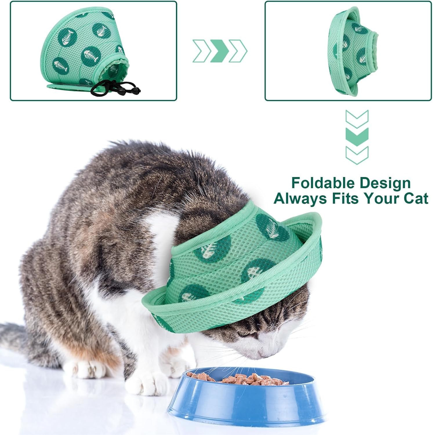Cat Neck Collar, Adjustable Collar Cat Collar, Soft Dog Collar, Cat Recovery Collar, Pet Neck after Surgery Protection for Kittens and Small Dogs, Green (Green, S) image number 5