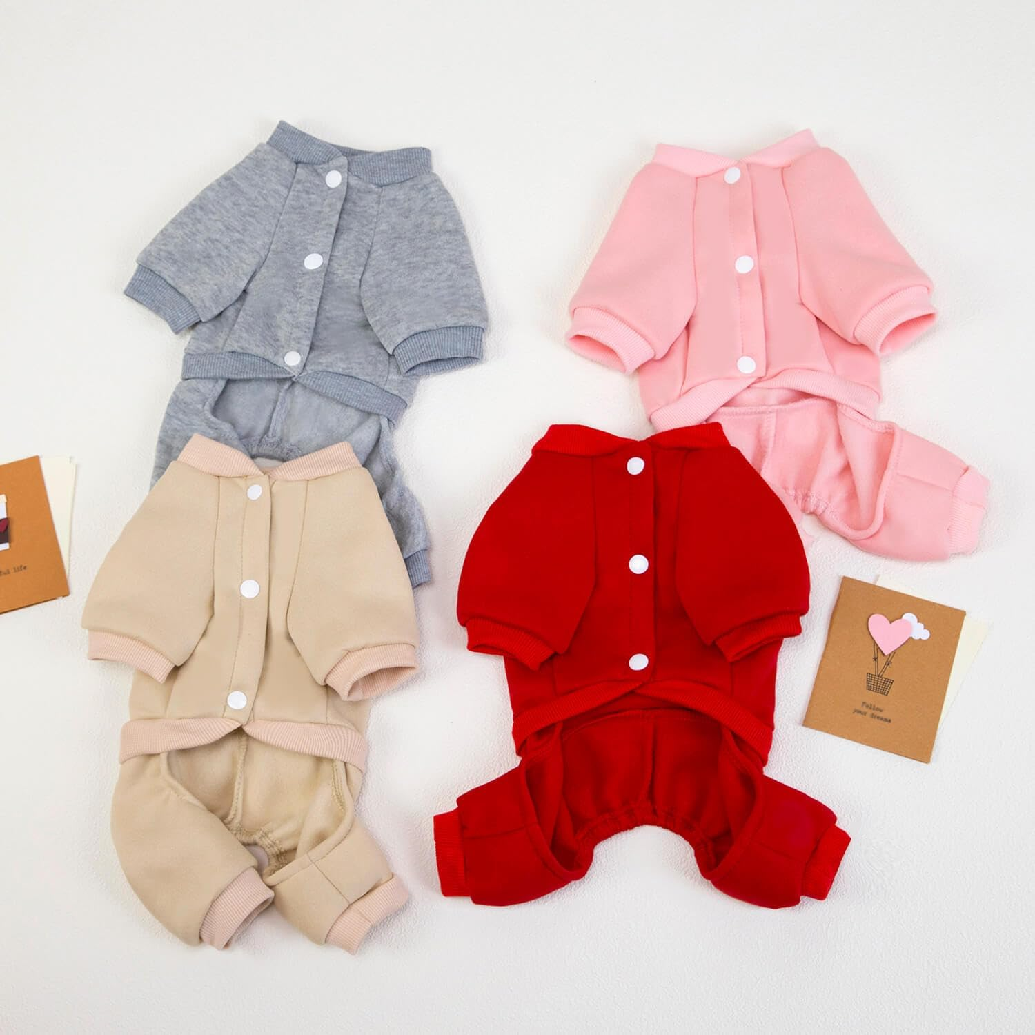 Izefia Dog Sweatshirt Hoodies Clothing Let'S Go 4 Legs Jumpsuit Fleece Hooded Pullover Winter Warm Cotton Crew Neck Hoodie for Small Dog Medium Cat image number 1