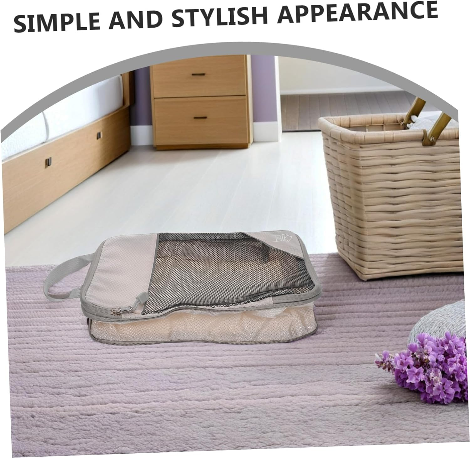 Hohopeti 3PCS Expandable Compression Packing Cubes for Suitcase Beige Travel Organizer Bags Lightweight Luggage Storage Bags for Clothes and Accessories image number 1