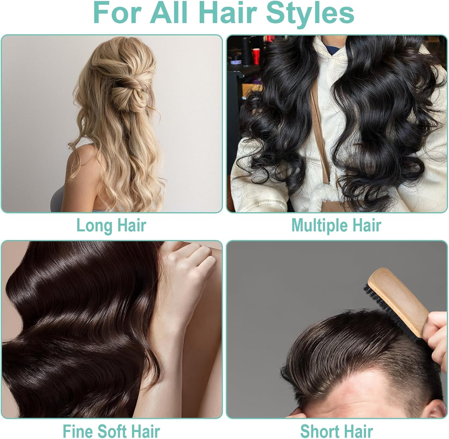 Curls Hair Brush, Curly Hair Brush, Brush for Curls & Curl Defining Brush, Hair Brush for Curls without Pulling, Curling Brush for Thick/Thin Hair - Green & Beige image number 6