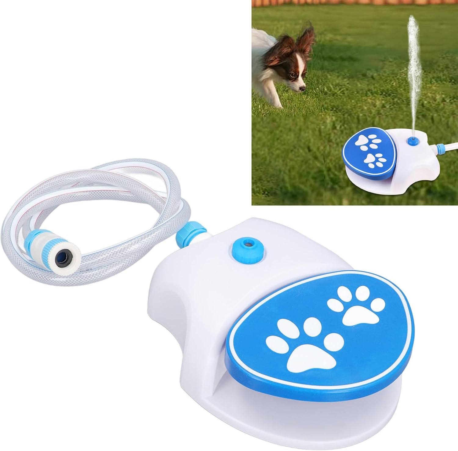 Outdoor Dog Water Fountain, Step on Foot Dog Water Sprinklers with Hose, Activated Dog Drinking Waterer Dispenser Fresh Water to Drink Interactive Pedal Valve Toy for Pet image number 1