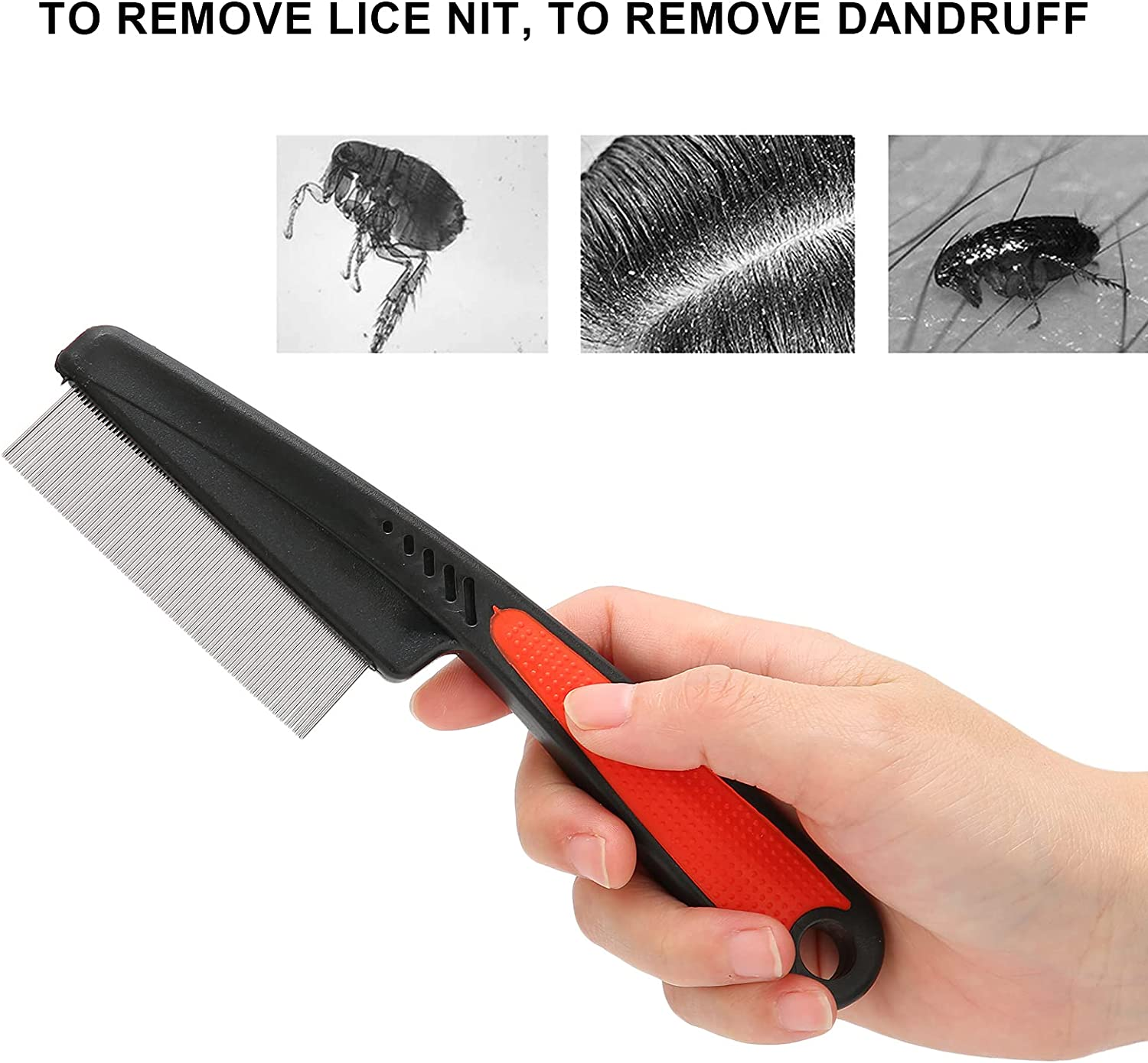 Fine Tooth Comb, Professional Stainless Steel Microgrooves Lice Nit Removal Hair Comb Reliable for Remove Lice Nit and Dandruff for All Hair Types image number 4