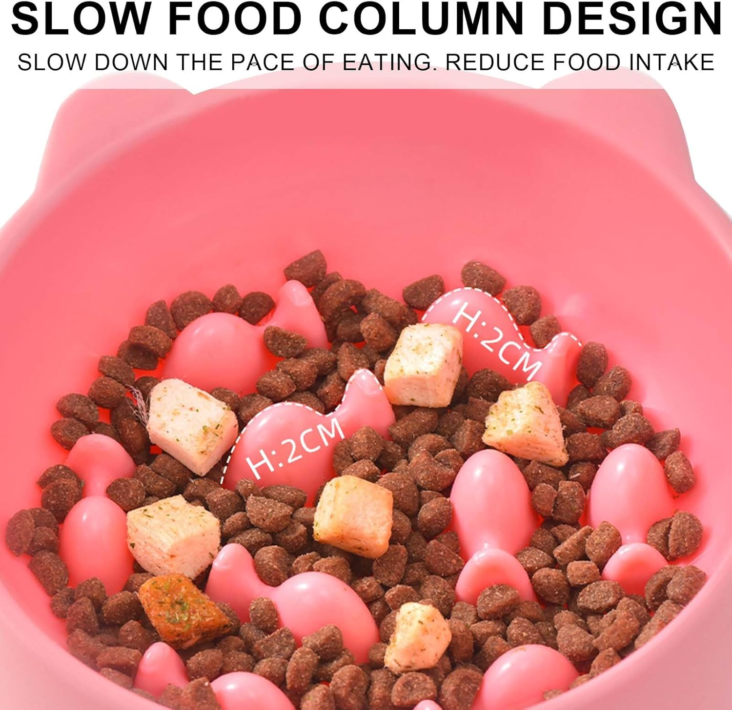 2 Pack Slow Feeder Cat Bowls, Raised Spill Proof Slow Eating Pet Food Dishes for Neck Support, Cat Puzzle Feeder anti Gulping, Suitable for Cats and Small Dogs (Pink, Blue) image number 1