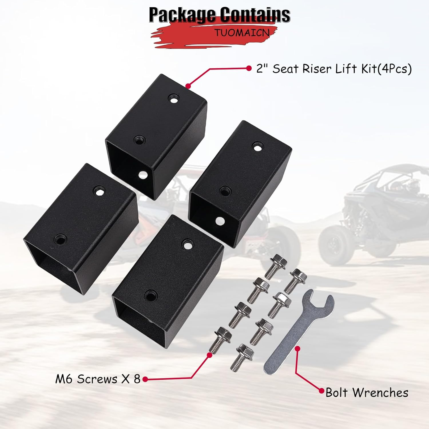 2" Seat Riser Lift Kit,Raises Seat by 2" (4 Pcs),Compatible with 2020-2023 Polaris RZR PRO XP /2022-2023 RZR PRO R /2022-2023 RZR TURBO R