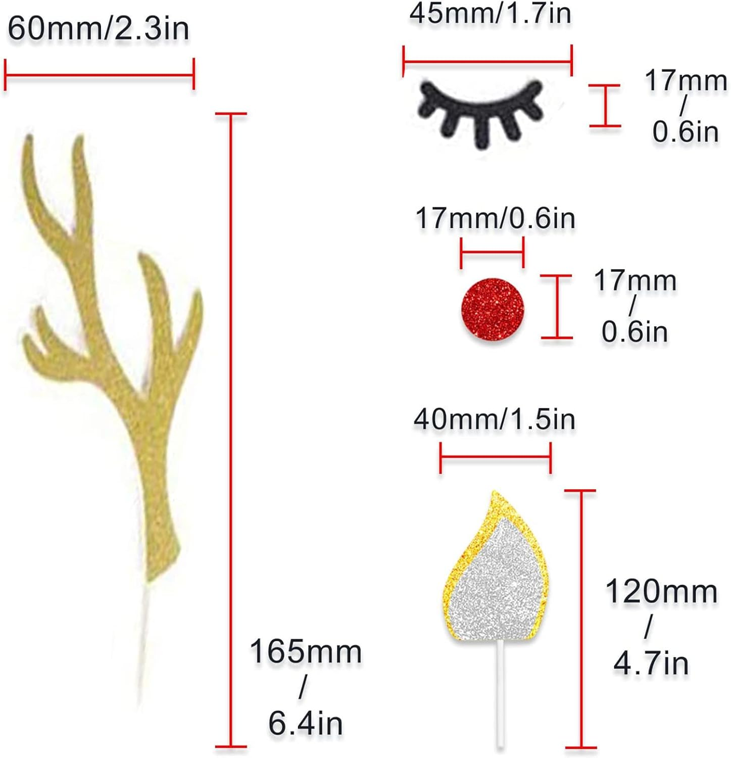 2 Set Christmas Cake Topper Decorations Reindeer Antler Cake Topper with Eyelashes Nose Ear for Easter Xmas Party Decor Supplies image number 4