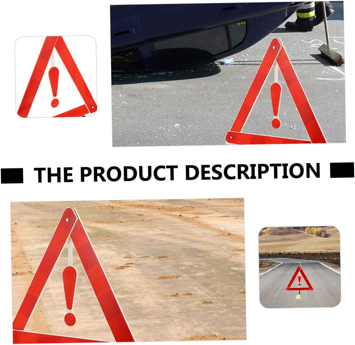 ULTECHNOVO 4Pcs Auto Warning Triangles Car Safety Tripods 39X39Cm Reflective Road Safety Kit Vehicle Emergency Warning Signs for Travel and Roadside Use image number 2