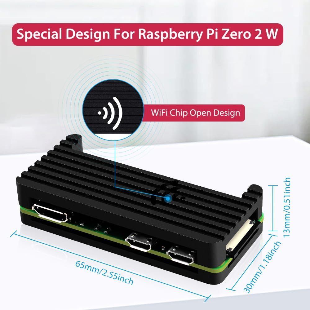 Geeekpi Zero 2 W Board with Raspberry Pi Zero 2 W Case, Copper Heatsink, 20Pin Header, Micro USB to OTG Adapter, Switch Cable and HDMI Adapter image number 5