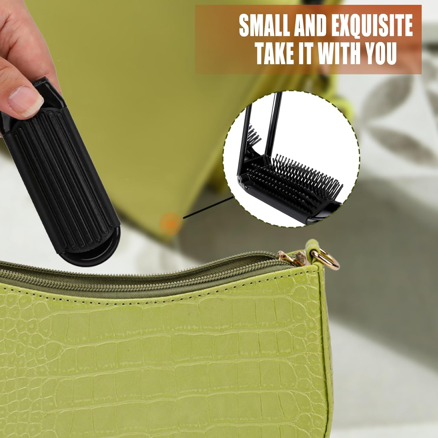 2 Pack Foldable Hair Brush with Mirror Mini Compact Travel Hairbrush Small Massage Comb Portable Hair Styling Tools Pocket Folding Hairbrush for Women Girls Men Home Outdoor Travel Purse Essential image number 4