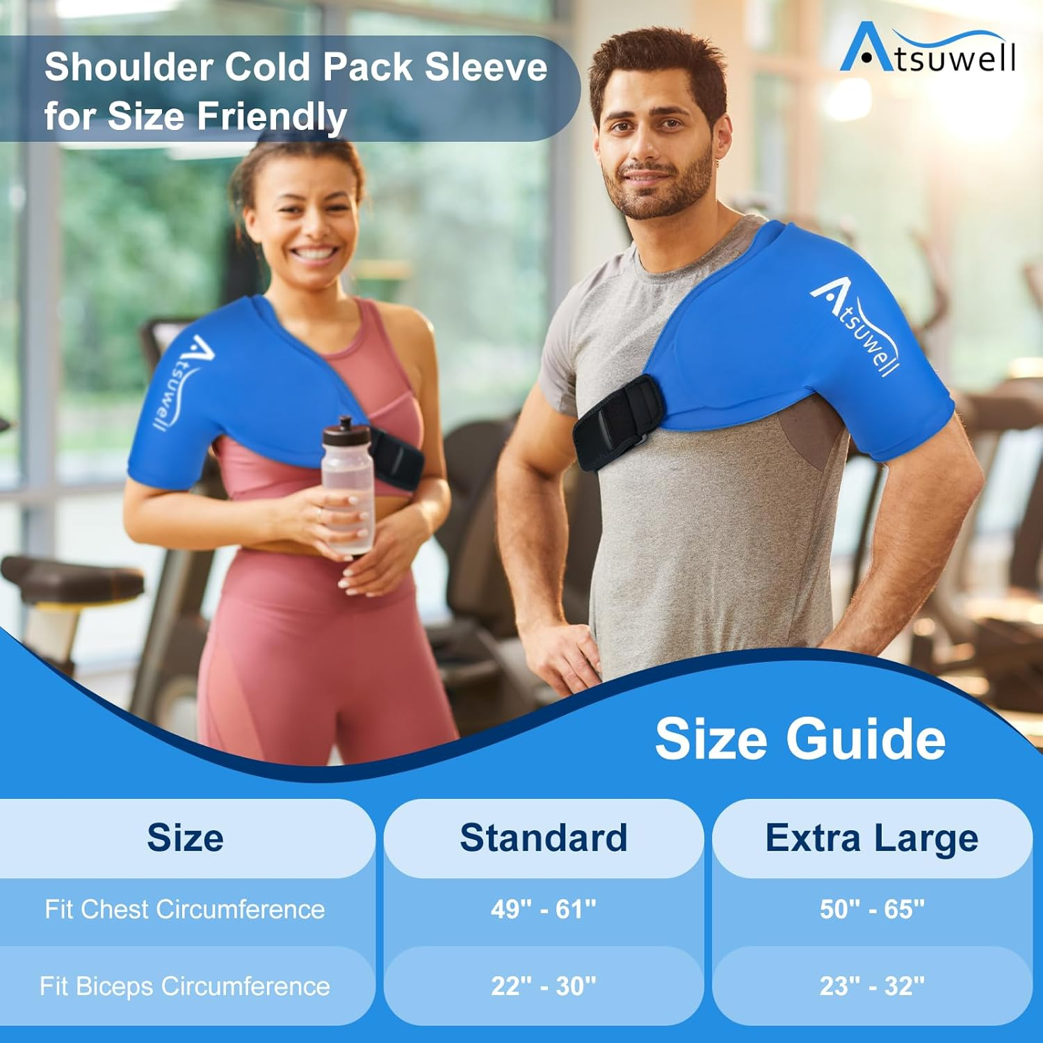 Atsuwell Shoulder Ice Pack Wrap, Shoulder Ice Pack Rotator Cuff Cold Therapy, Gel Ice Pack Shoulder Compression Sleeve for Women & Men, Shoulder Cold Pack Sleeve for Pain Relief, Swelling, Recovery image number 2