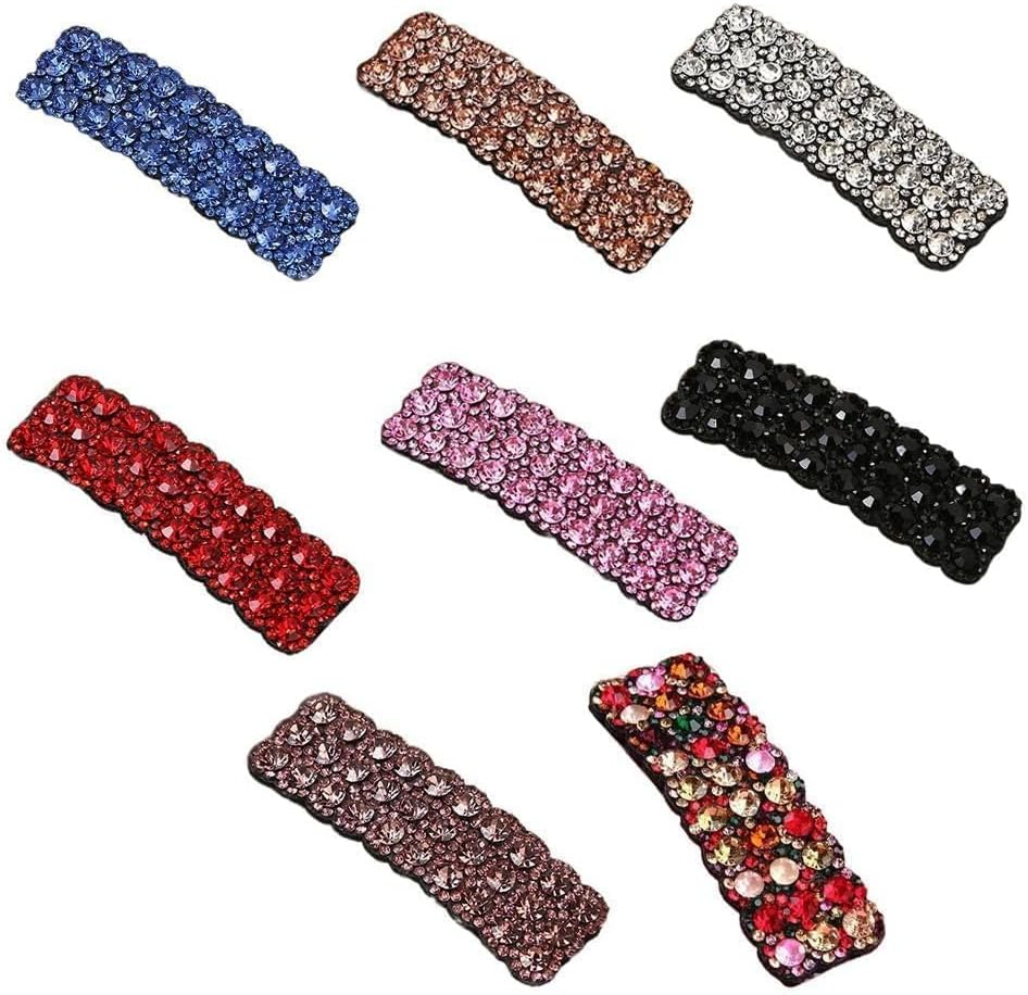 2Pcs Rhinestone Hair Clips, Red Rectangular Barrettes, Korean Style Wedding Hair Accessories for Women Girls image number 4