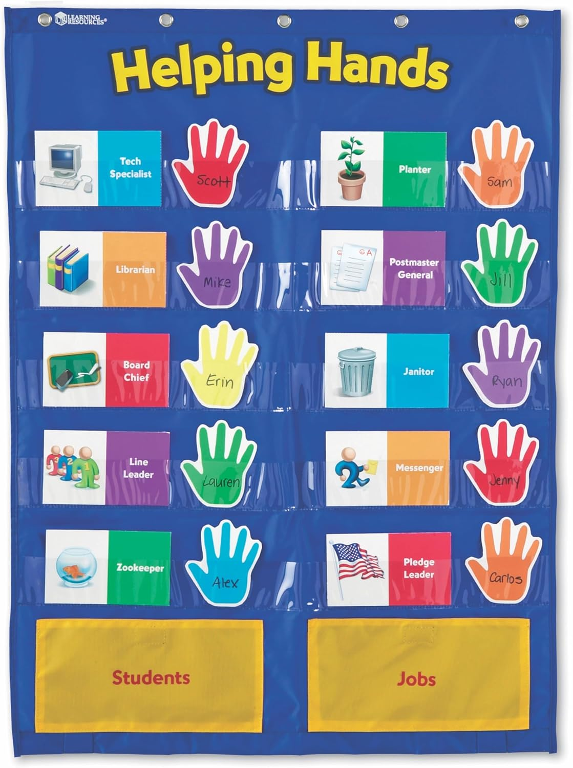 Learning Resources Helping Hands Pocket Chart, Classroom Organization, Teacher Accessories, 30 Cards, Ages 5+