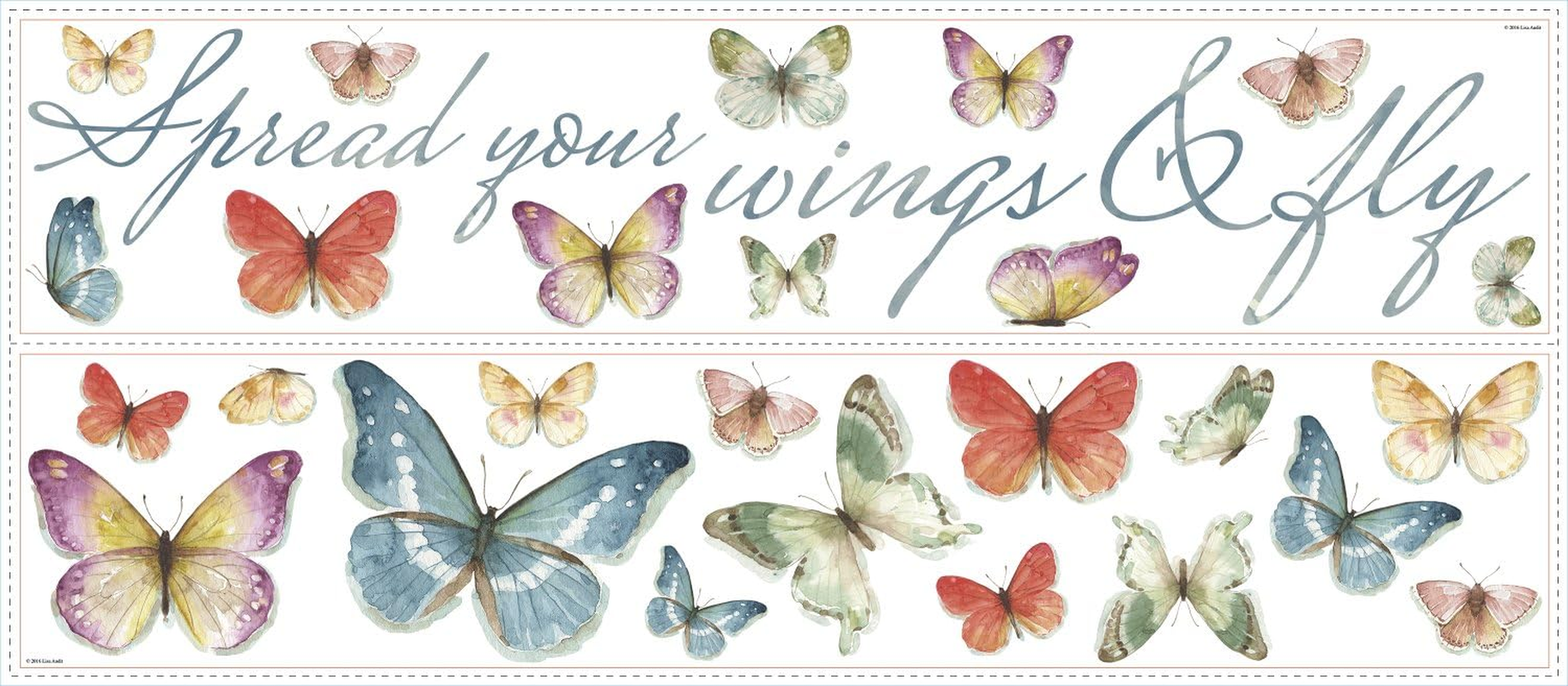 Roommates RMK3263SCS Lisa Audit Butterfly Quote Peel and Stick Wall Decals, Multicolor image number 2