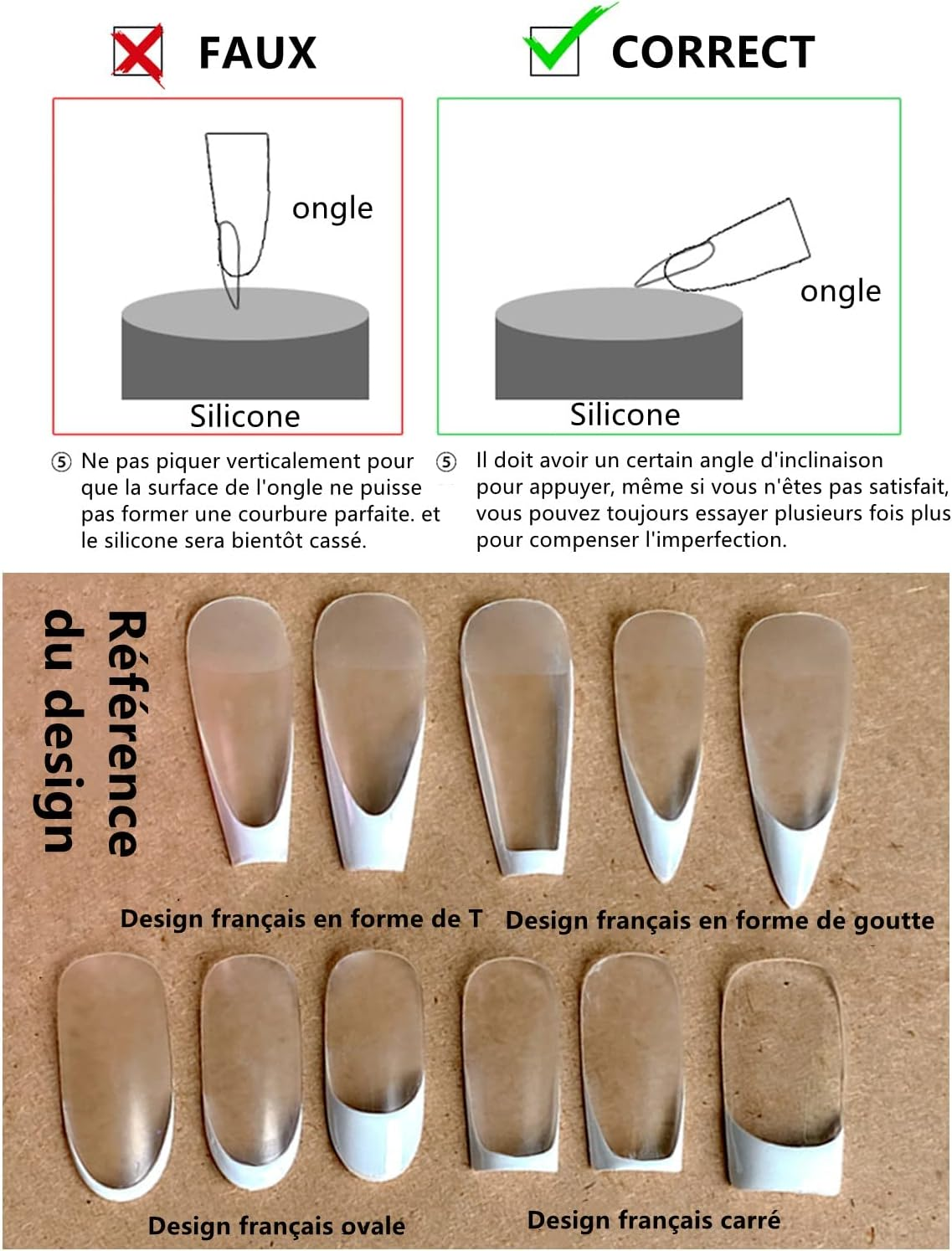 Norhogo Nail Art Stamper with Scraper, Silicone Nail Stamp, for Stamping & French Nails, Fingernails Stamping for Varnish, UV Gel or Acrylic, DIY Manicure Tools, Nail Transfer Stamp (2 Pieces) image number 6