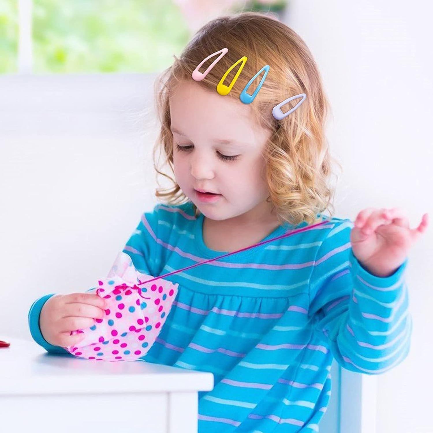 Colorful Small Metal Snap Hair Clips, 30Pcs Cute Candy Color Hair Barrettes Hair Clips Hairpins,Candy Color Snap Hair Barrettes Non-Slip Small Hairpin with Box for Toddlers Girls image number 5