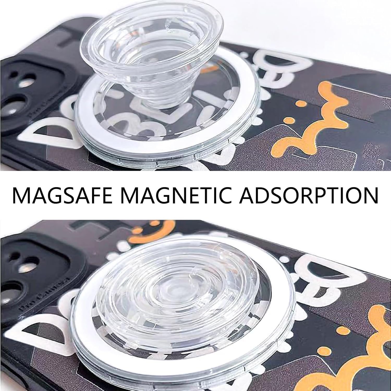 JANGJANG Magnetic Phone Grip Ring Holder, Clear Transparent Adjustable Grip with Easy Hold Free Hand Feature, Removable Design for All Smartphones and Cases image number 4