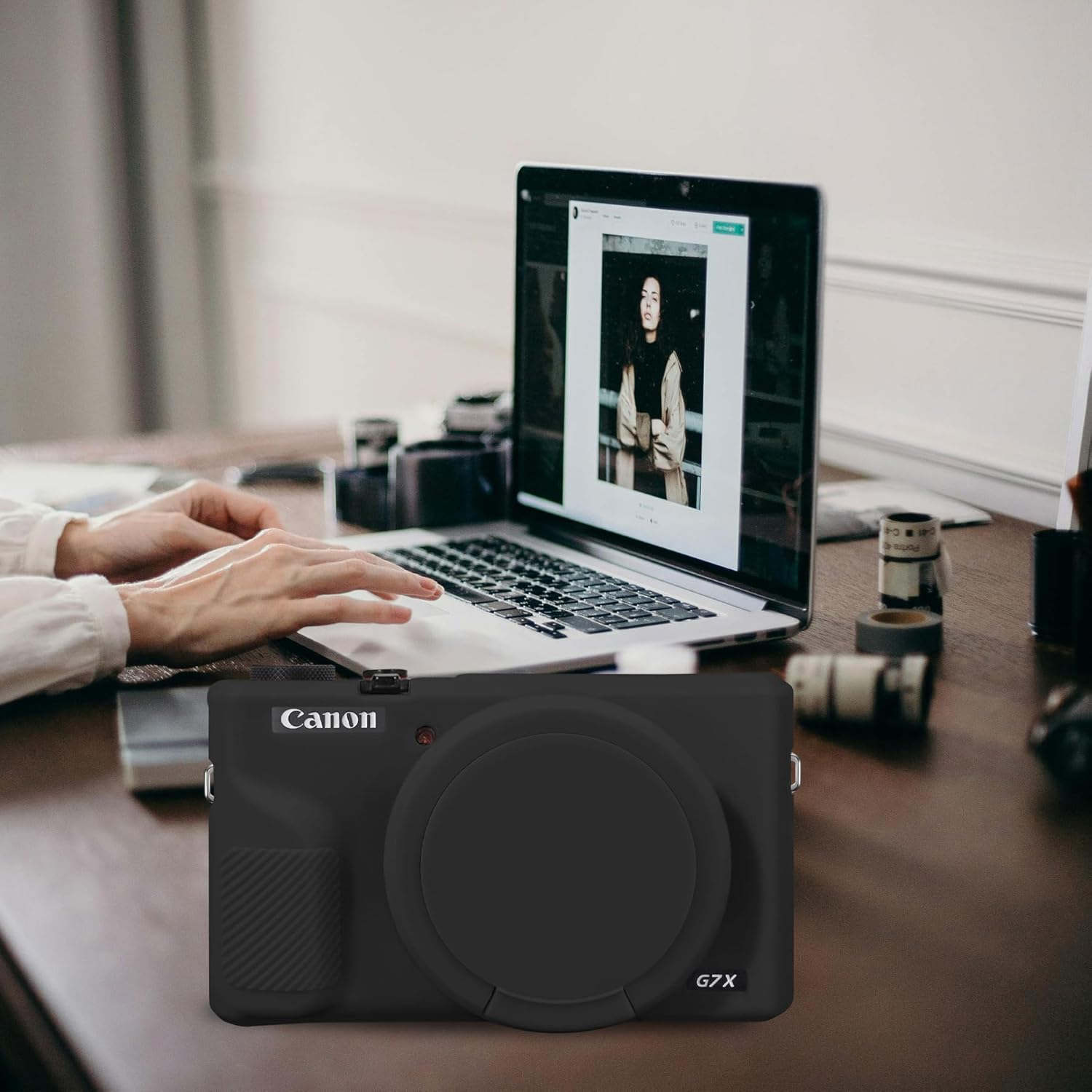 RAIALL Silicone Case for Canon Powershot G7X Mark III Digital Camera, Soft Camera Case Cover with Removable Lens Silicone Cover Rubber for Canon Powershot G7 X III, Black image number 4