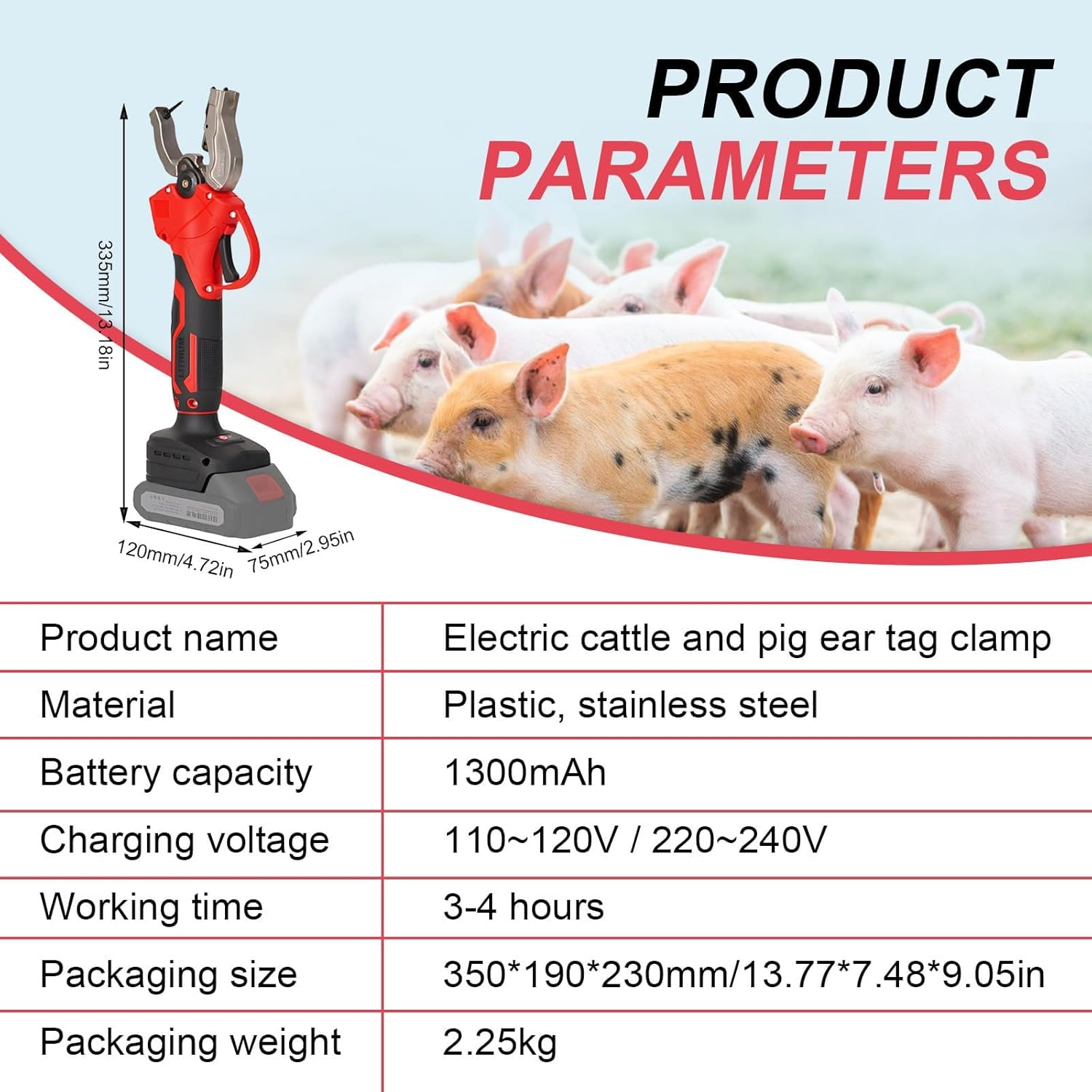 Cordless Tagger & Livestock Tagging Tool,Electric Cow Ear Tagger,Removable Battery,Cattle Battery Operated Ear Tagger,For Rapid Marking of Pigs, Cattle and Sheep image number 5