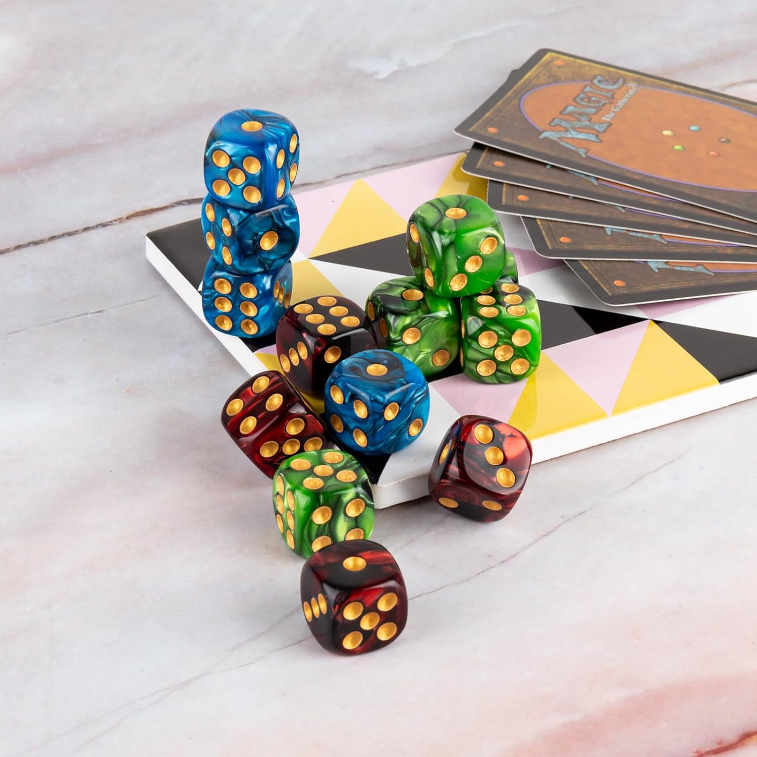 36 Pieces 16Mm Marble D6 Dice 6 Sided Dice Set round Corner Board Game Dice for MTG DND Tenzi Farkle Yahtzee Bunco or Math Learning image number 4