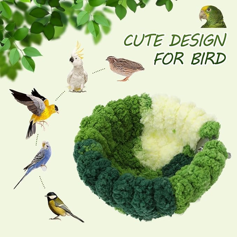 Bird Nest for Cage-S Plush Hanging Bird Bed for Parakeet Breeding Bird House for Conure,Budgie,Cockatiel,Lovebird,Canary,Finch,Hamster,Small Pets,Warm Nest,Green image number 6
