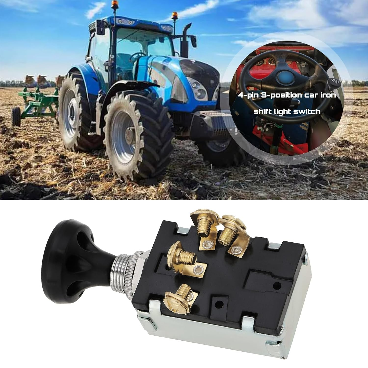 VGOL 30A 12V DC 3 Positions Push Pull Switch Car Light Switch Off/On/On for Dash Lights Parking Lights Head Lights Latching Vehicle Tractors Agricultural Construction Machinery image number 6