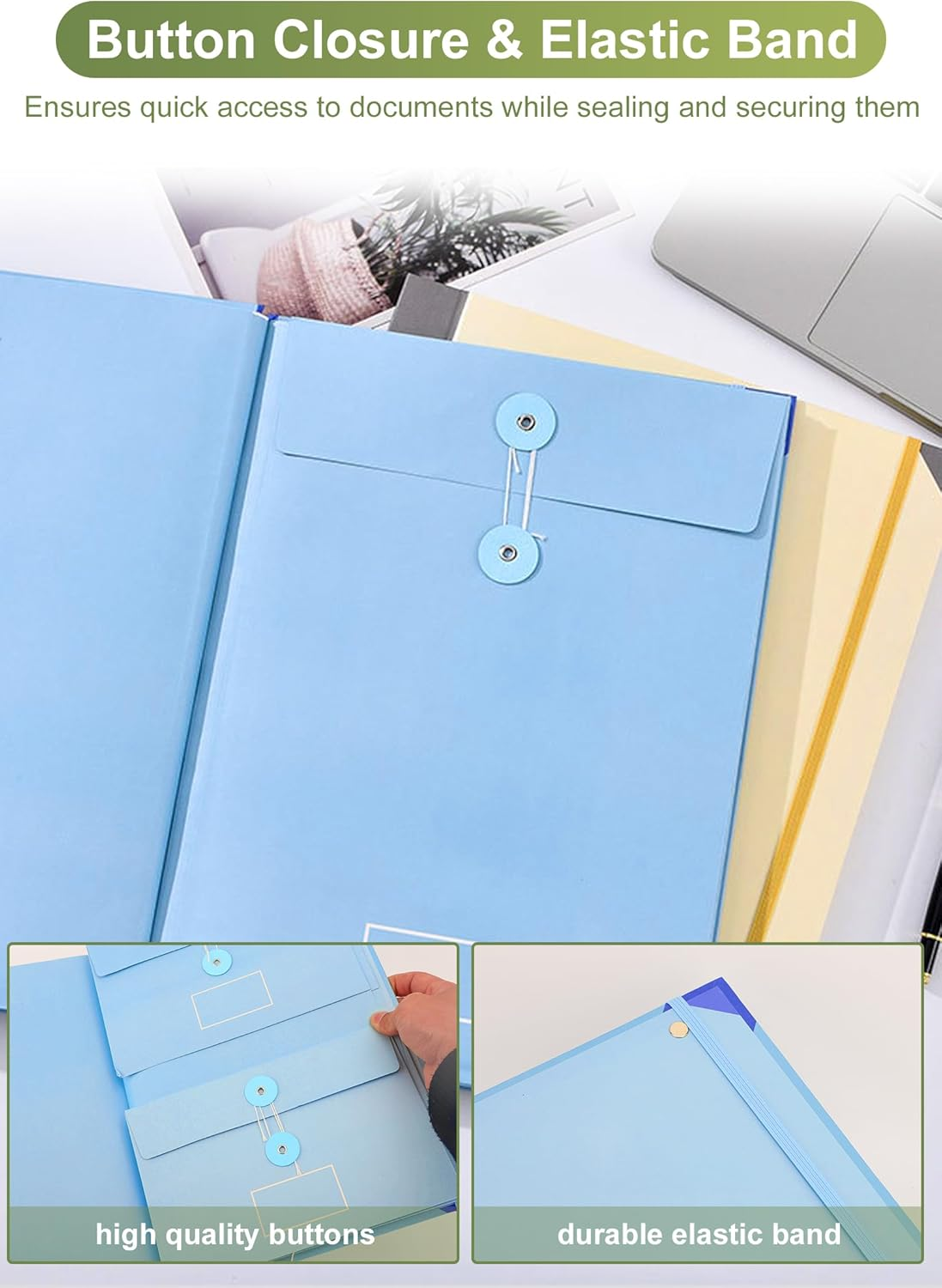 Gugxiom in Case I Go Missing Binder, Document Organizer Folio with Pockets & Labels, Paper Accordion File Organizer, for Classeur Important Document, Home School Office Supplies (Blue) image number 1