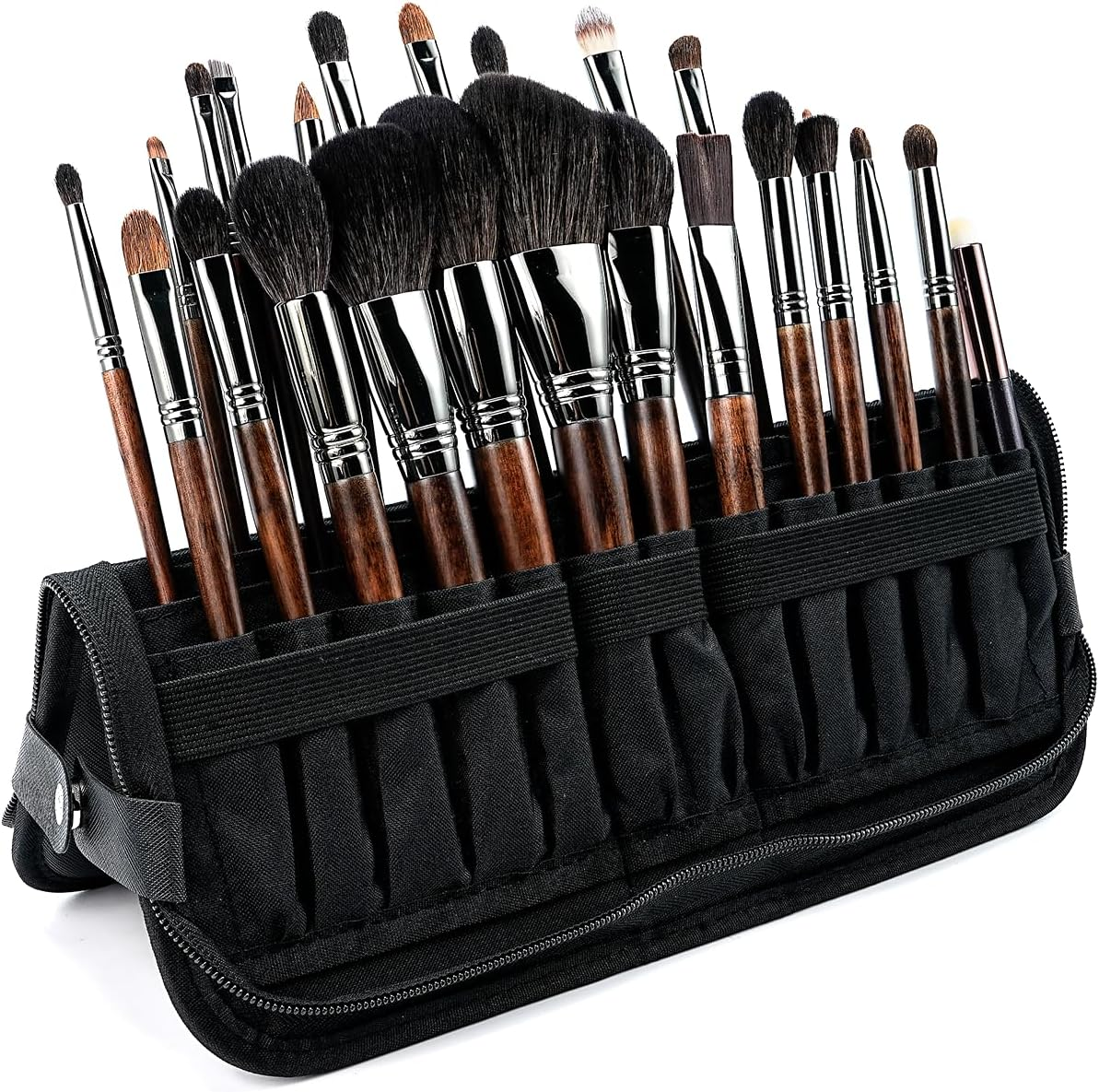 Black Travel Makeup Brush Holder,Waterproof Stand-Up Makeup Brushes Organizer, Portable Makeup Brush Holder Travel Case (BAG-876) image number 2