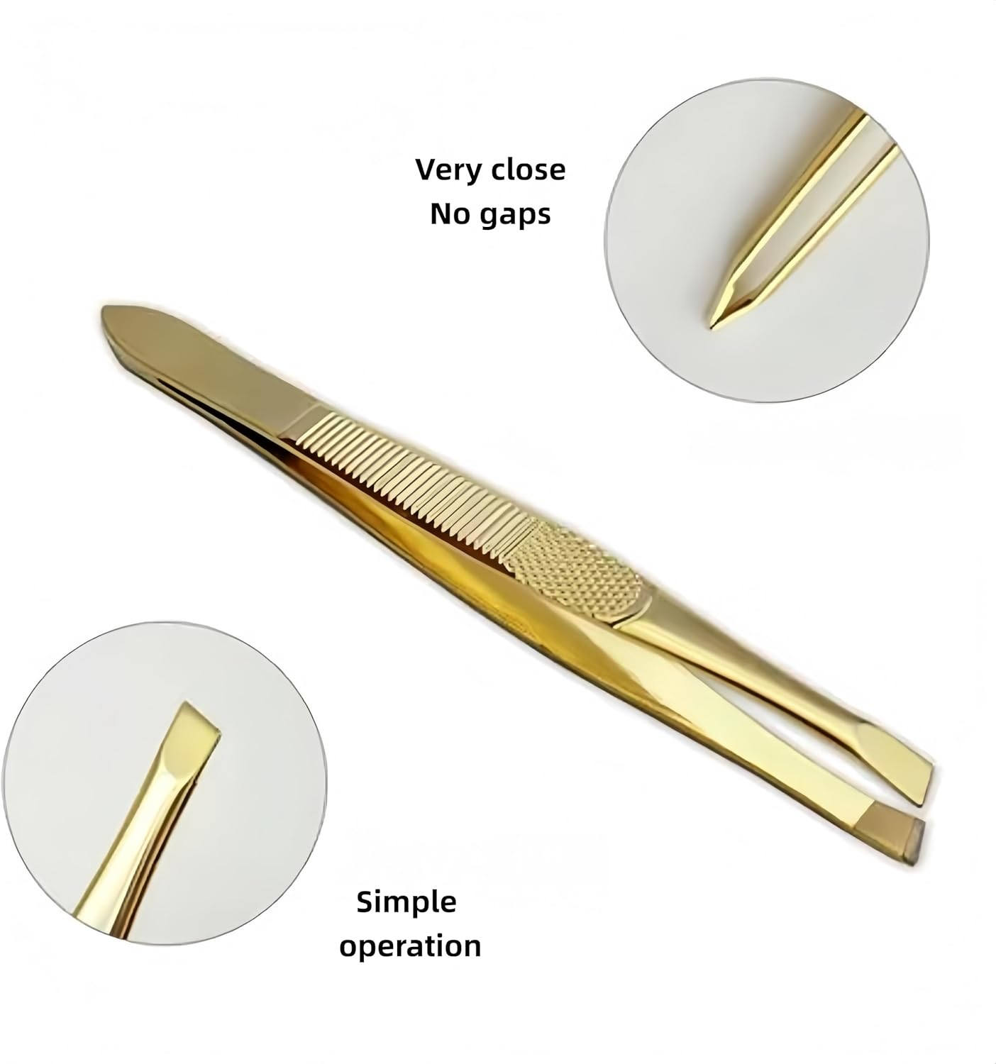 WEBXMZDQ 2Pcs High-Quality Gold-Plated Stainless Steel Eyebrow Tweezers,Precision Ingrown Hair Removal Tweezers,Daily Multi-Purpose Beauty Tools, for Precise Eyelash Trimming, for Men and Women image number 1