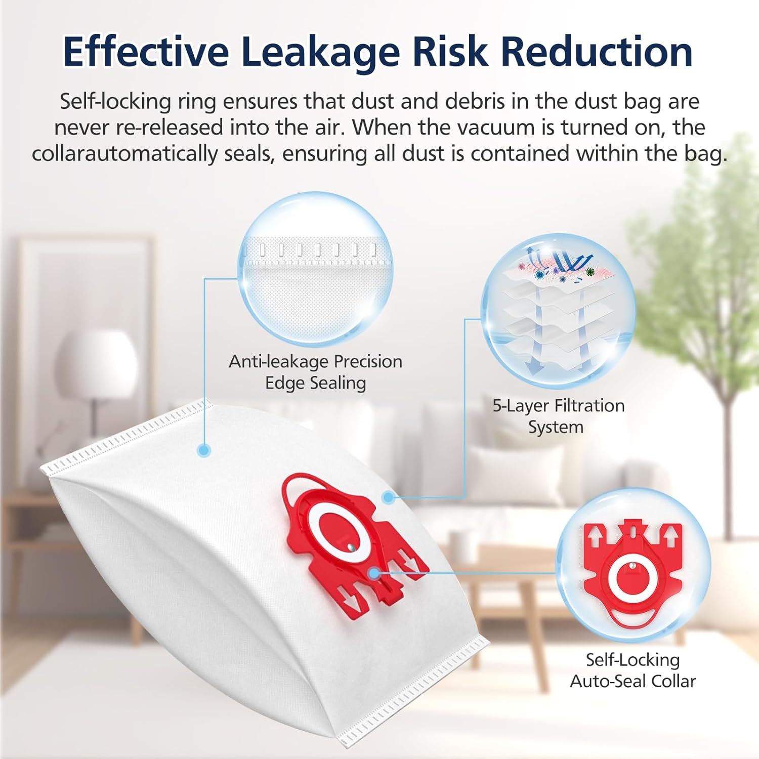 12 Pack 3D Airclean Dust Bags for Miele FJM Vacuum Compact C2 Compact C1 Complete C1 S241 S290 S300I S500 S700 S4 S6 Series Canister Vacuum Cleaner image number 6