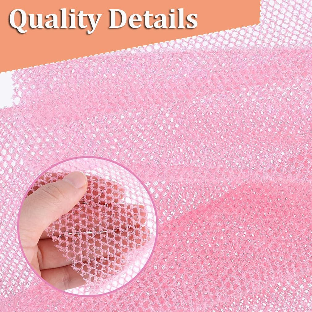 2Pcs African Exfoliating Net, African Exfoliating Sponge, Nylon Back Scrubbers, Shower Sponge Body Sponge, Deep Cleaning African Net Bathing Sponge for Men and Women 80 &times; 30Cm