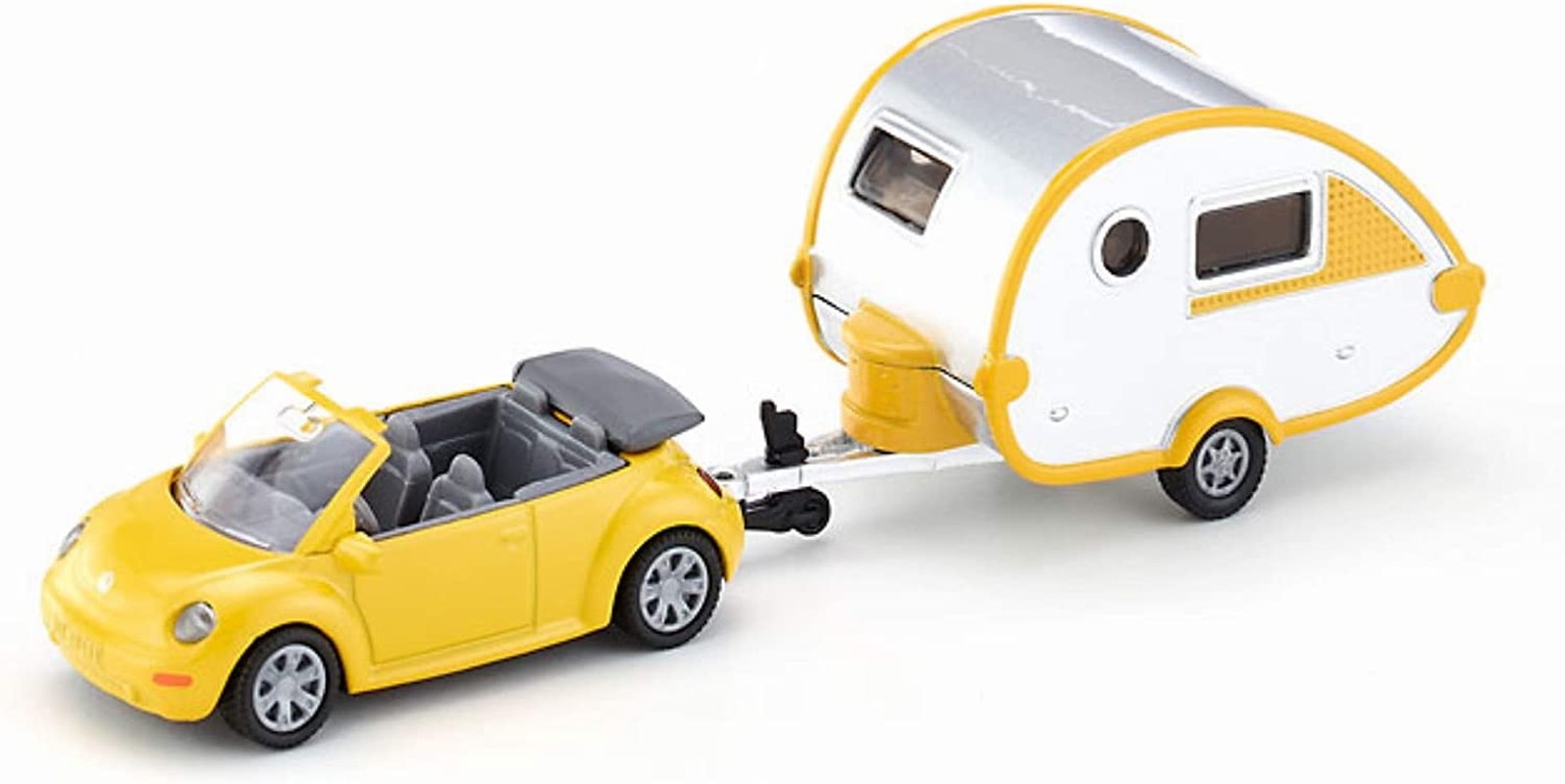Siku 1629 Volkswagen VW Beetle Cabriolet with Caravan &ndash; 1:55 Scale Diecast Metal Model Car & Trailer, Premium Collectible Toy Vehicle image number 5