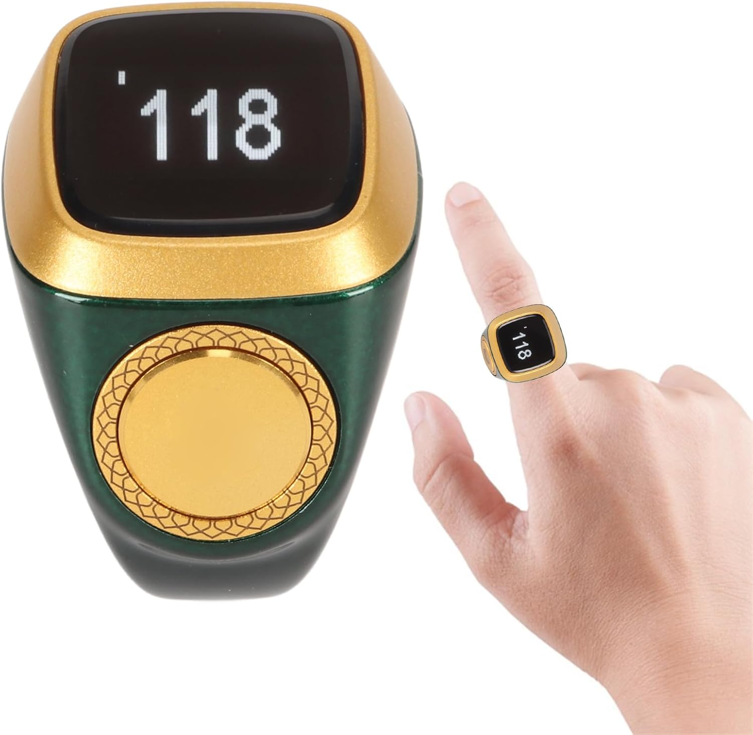 Digital Finger Counter Handheld Counter Clicker Pitch Counter for Accurate Tracking When Training, Knitting, Fishing, and Rowing, Beeps at Each Count of 33, 66, 99 or (Green) image number 1