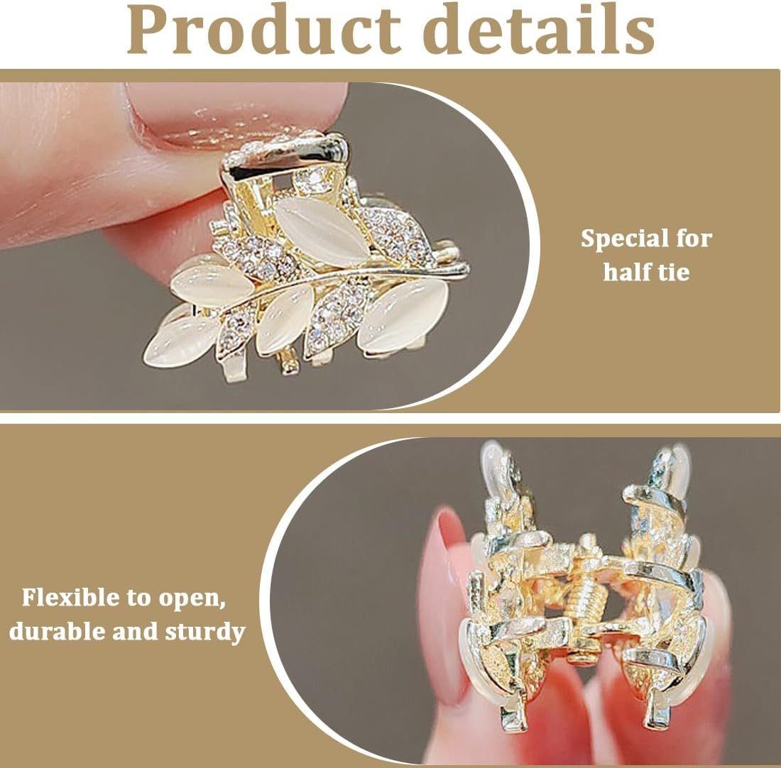 Small Hair Clips, Pack of 5 Metal Mini Hair Clips, Small, Crystals Small Hair Clips, Non-Slip Hair Clip, Small, Hair Accessories for Women and Girls (B) image number 3