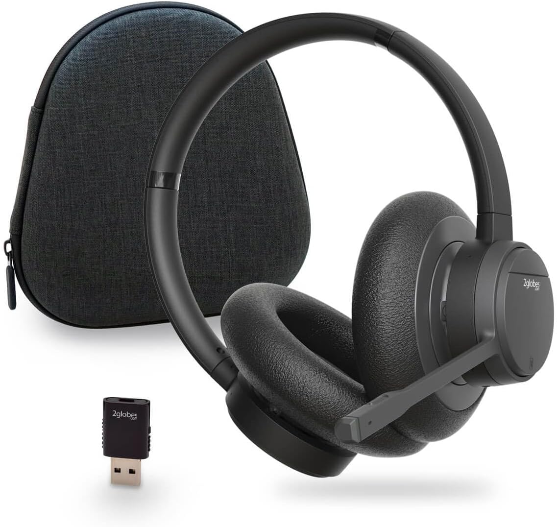 2Globes Hybrid X: Revolutionary DECT & Bluetooth Headset with Advanced ANC, USB-C Quick Charge and Seamless Device Integration - Black image number 1