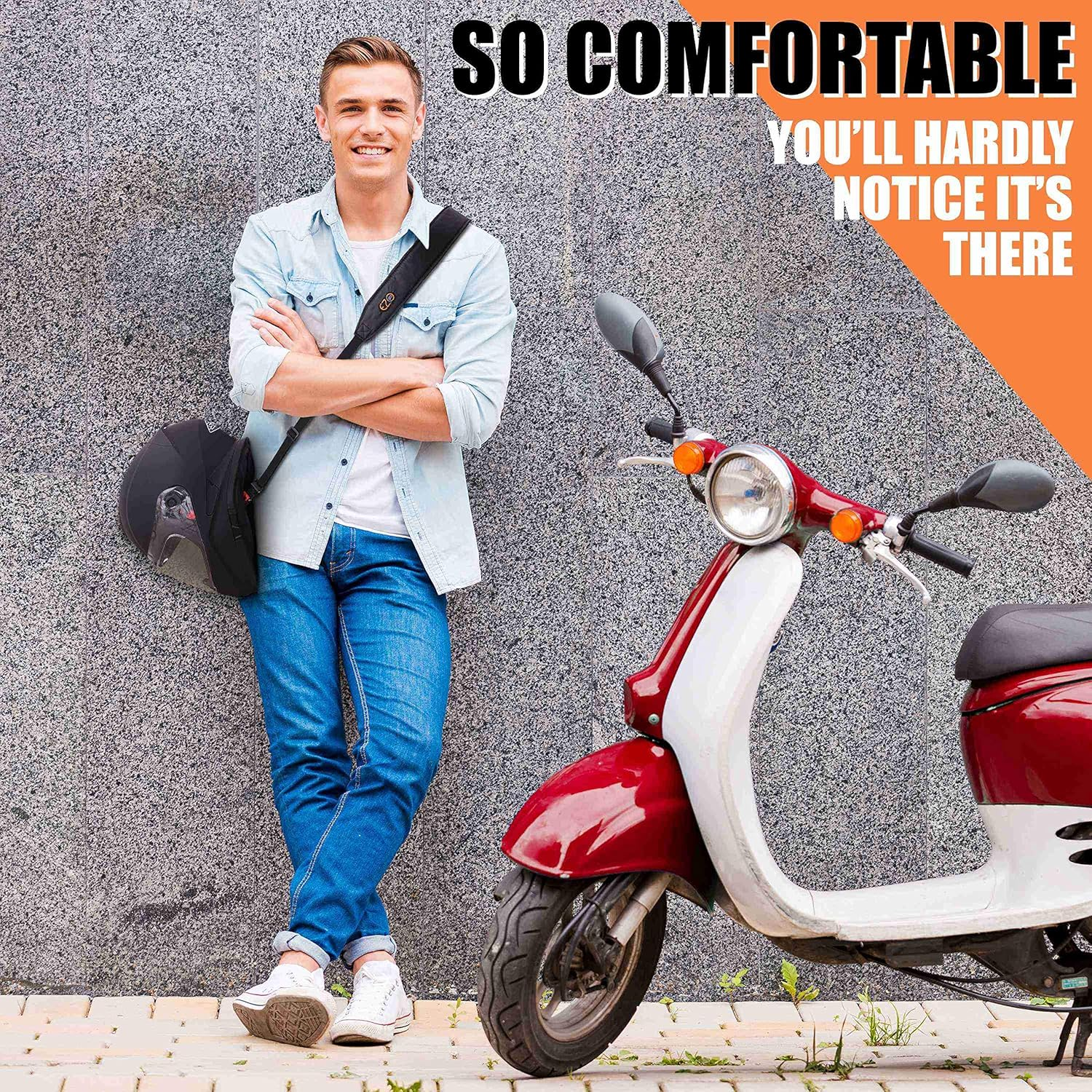 EZ GO Motorcycle Helmet Carrier - Must-Have Motorcycle Accessory, Hands-Free Way to Carry Helmet, Biker Carrying Durable Strap