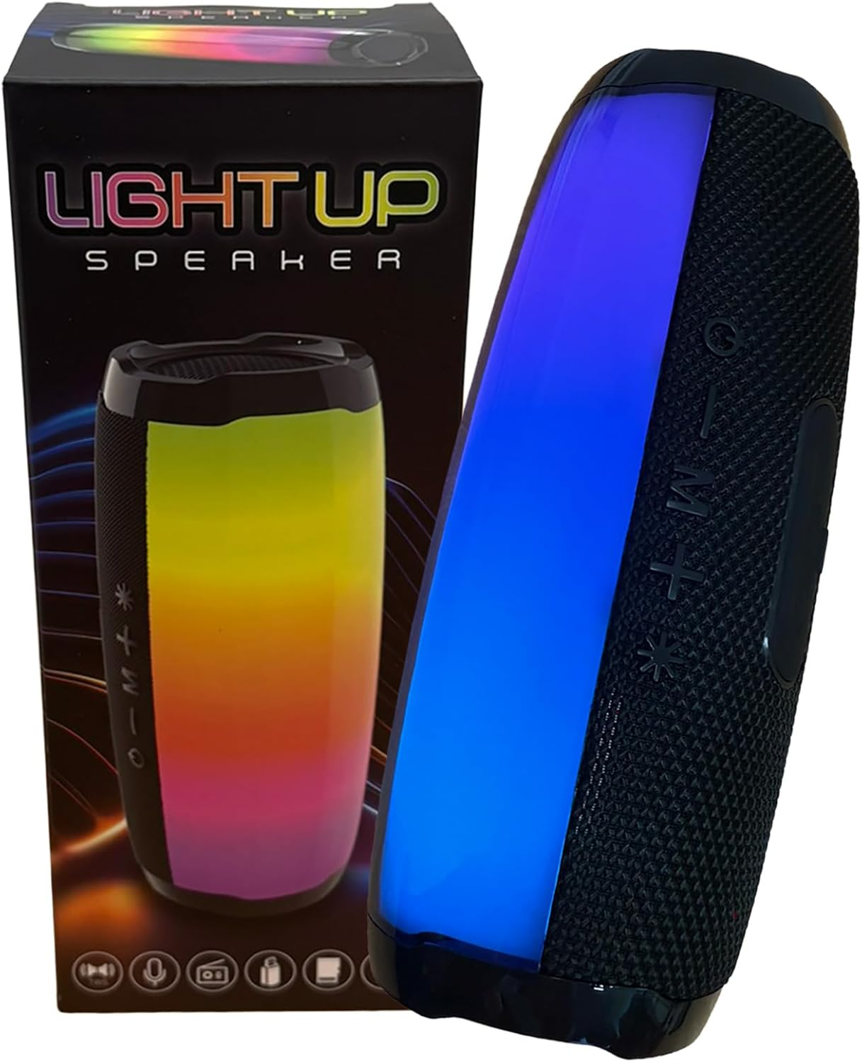 Portable Bluetooth Speaker with RGB Lights, Dual 5W Bass, Built in MIC to Suport Hands-Free, FM Radio, 1200Mah Battery, Aux/Usb/Micro SD &ndash; Light-Up Wireless Speaker with 10M Range