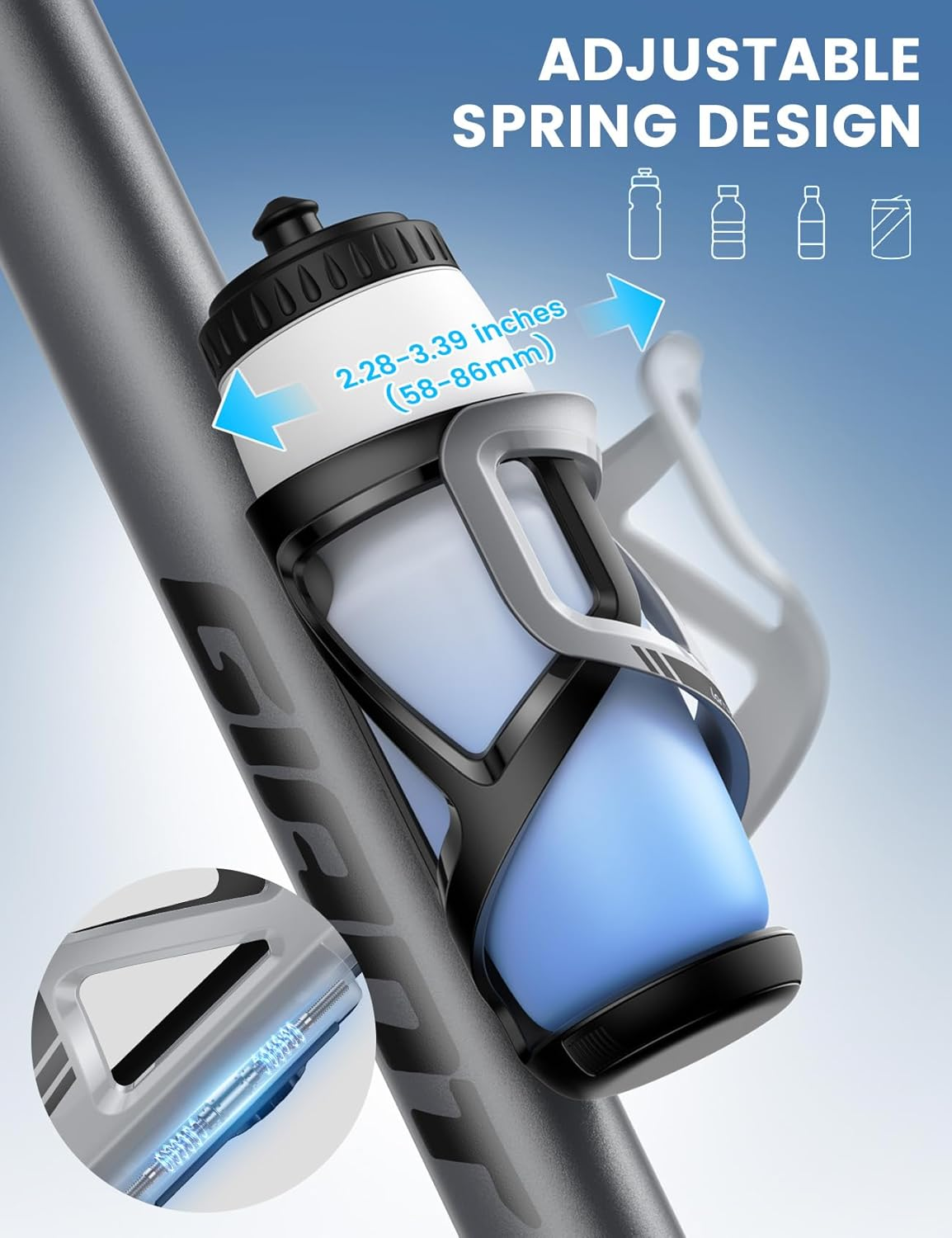 Lamicall Bike Water Bottle Holder - [Fit 2.36-3.38" Diameter Bottle] [Hidden Tracker Storage] Bicycle Cup Holder, Cycling Drink Cage with Screw Tool, for Road Mountain Kids Bikes, Fits 58-86Mm Bottles image number 5