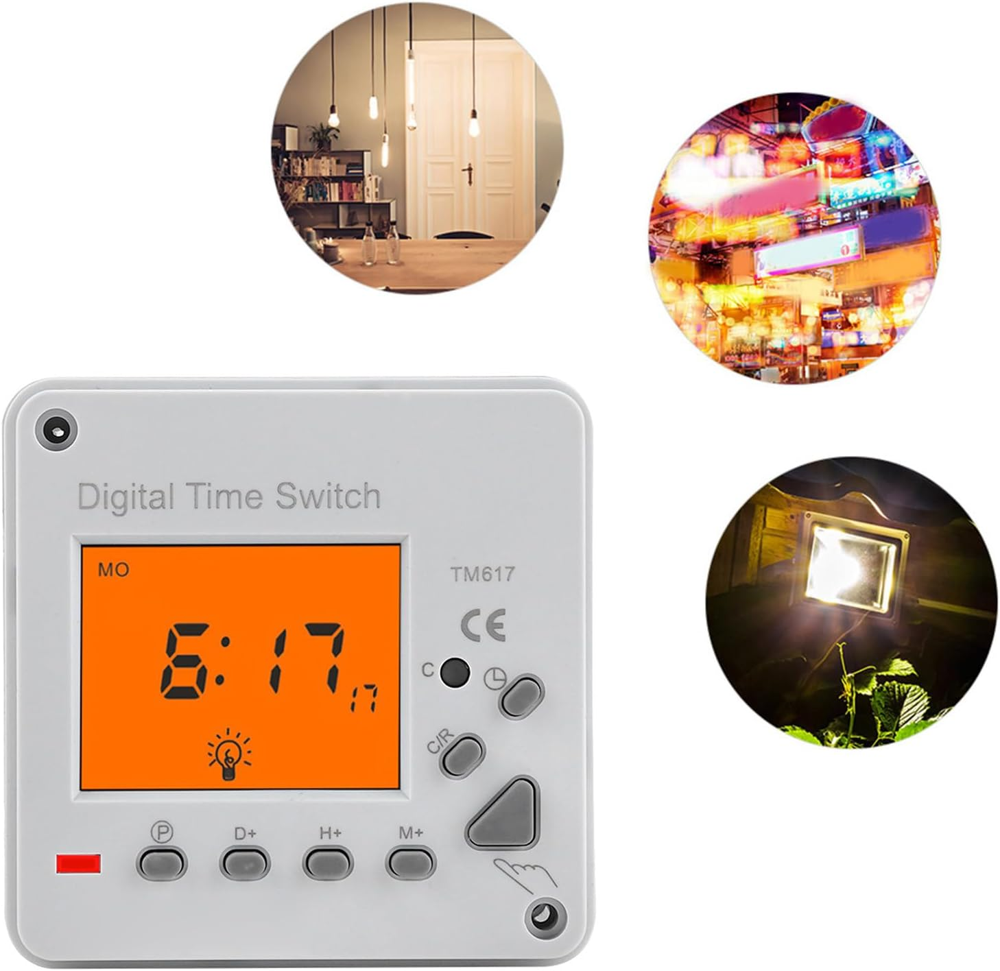 Digital Electric Programmable Outlet Timer, Smart Control Timer Switch with Backlight for Lights, Fans, Engines, Wall-Timer Switches for Devices (220VAC TM617-2) image number 6