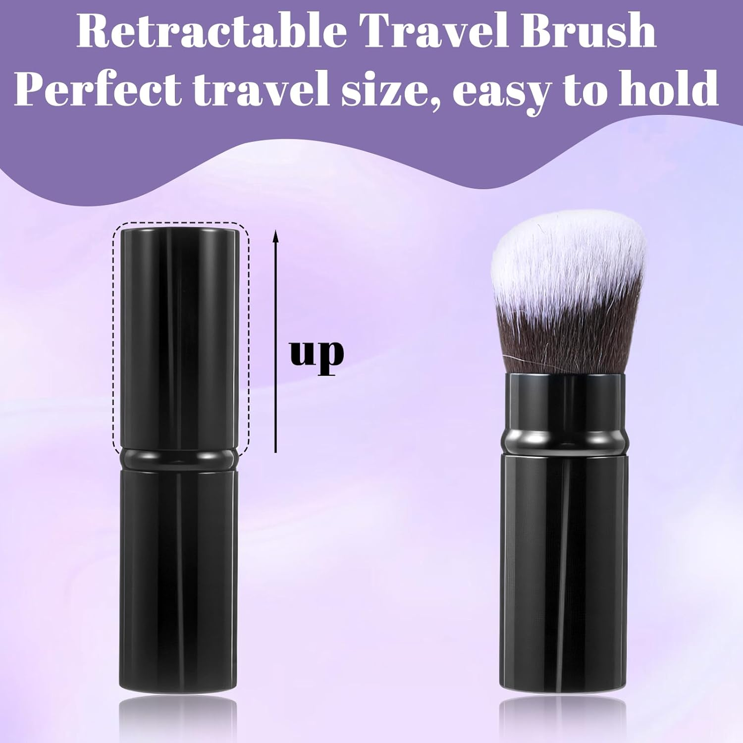 Pack of 2 Retractable Makeup Brushes, Angled Kabuki Travel Foundation Brush, Portable Powder Blush Brush, Mini Makeup Brush for Blush, Sunscreen, Bronzer, Polishing, Concealer, Highlighter image number 2