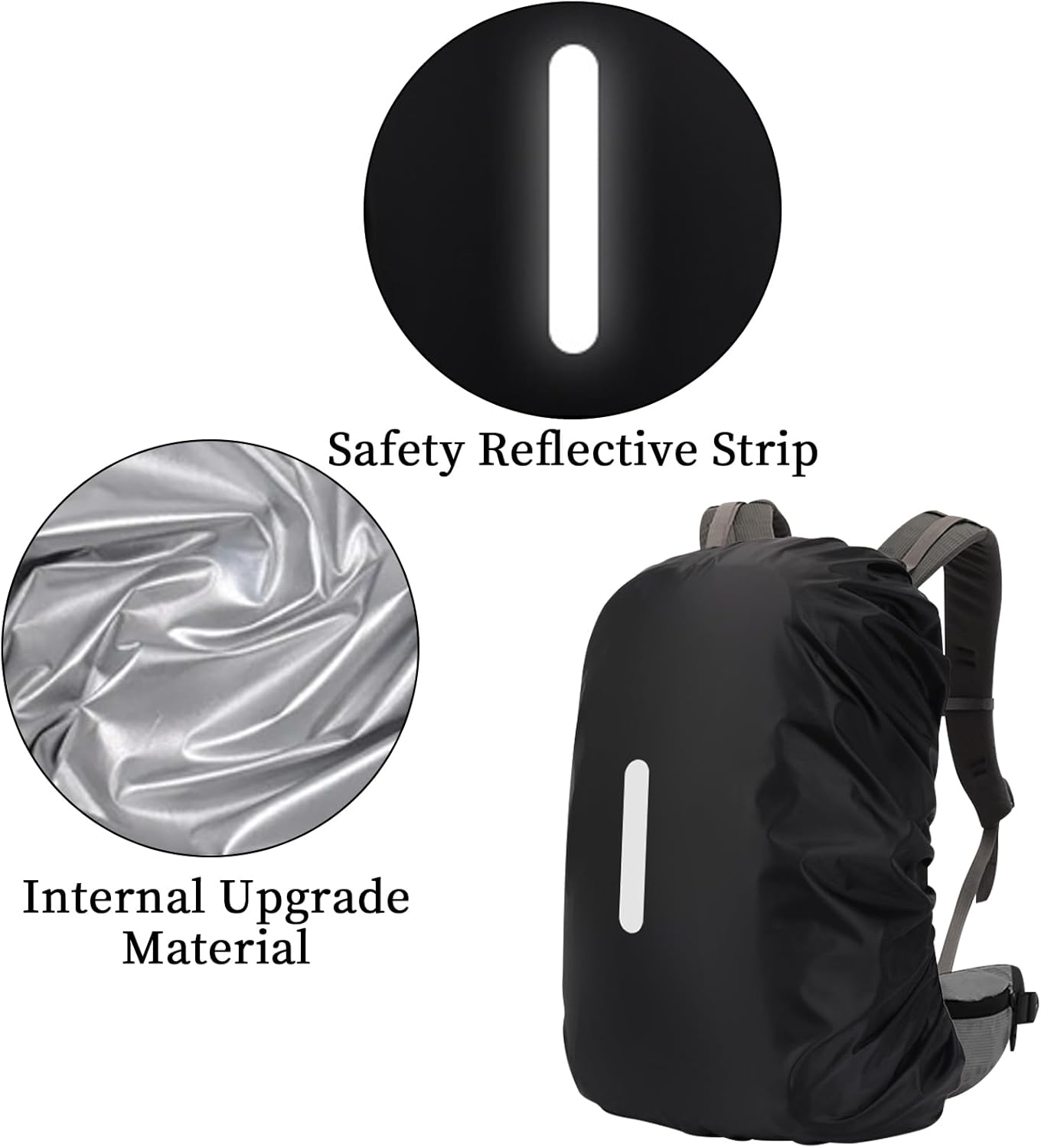 Waterproof Backpack Rain Cover, Ultralight Rucksack Rain Cover with Reflective Strip & Anti-Slip Cross Buckle Straps & Storage Pouch for Hiking Camping Outdoor Traveling