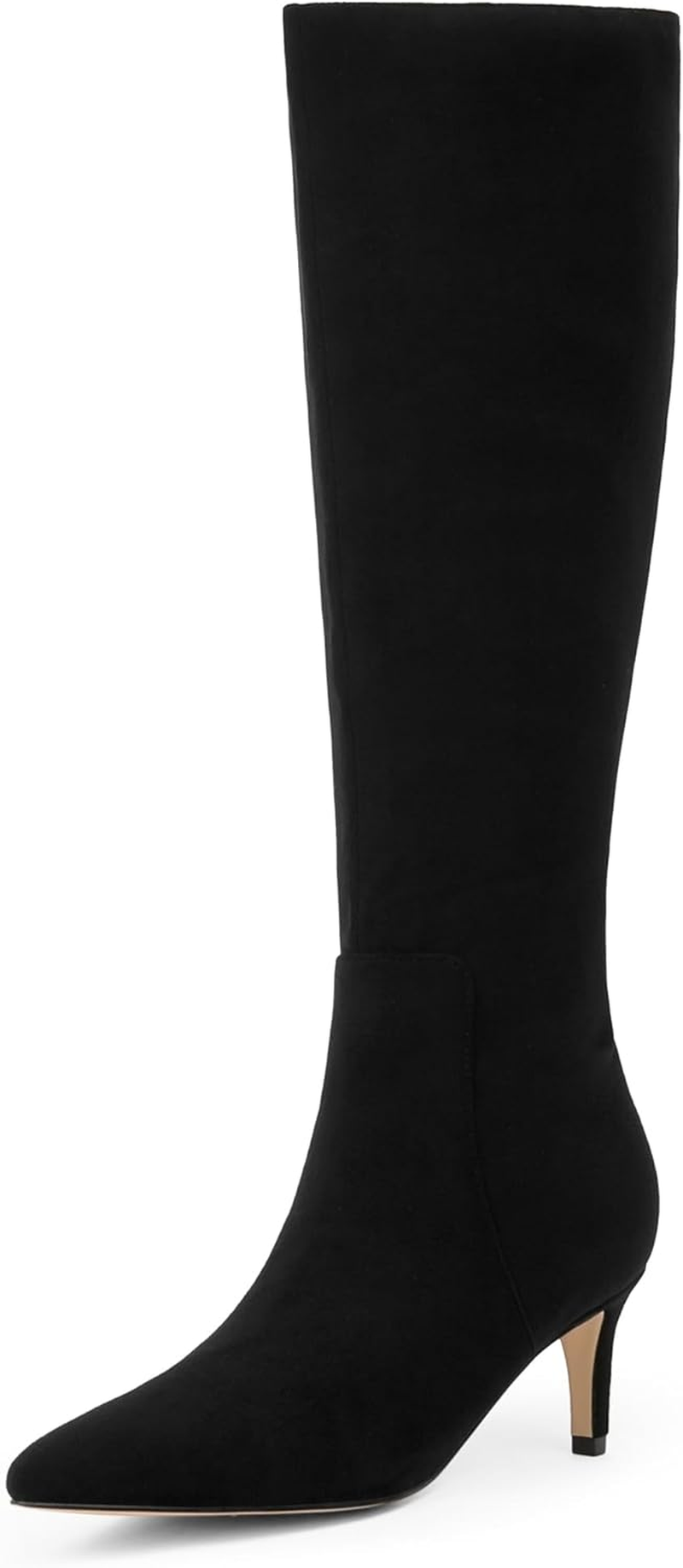 QIY Knee High Boots Women Tall Boots Pointed Toe Kitten Heel Boots for Women Side Zipper Long Fall Boots Women Knee High Boots Size 6-11