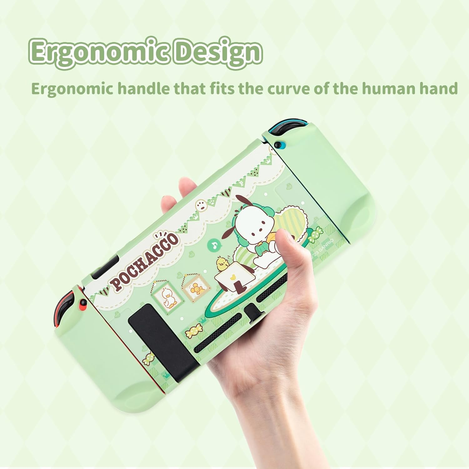 Switch Protective Case for Regular Switch, Cute Cartoon Slim Cover Case,Hard PC Protective Shell Compatible with Regular Switch Console and Game Console Controllers (Green) image number 6