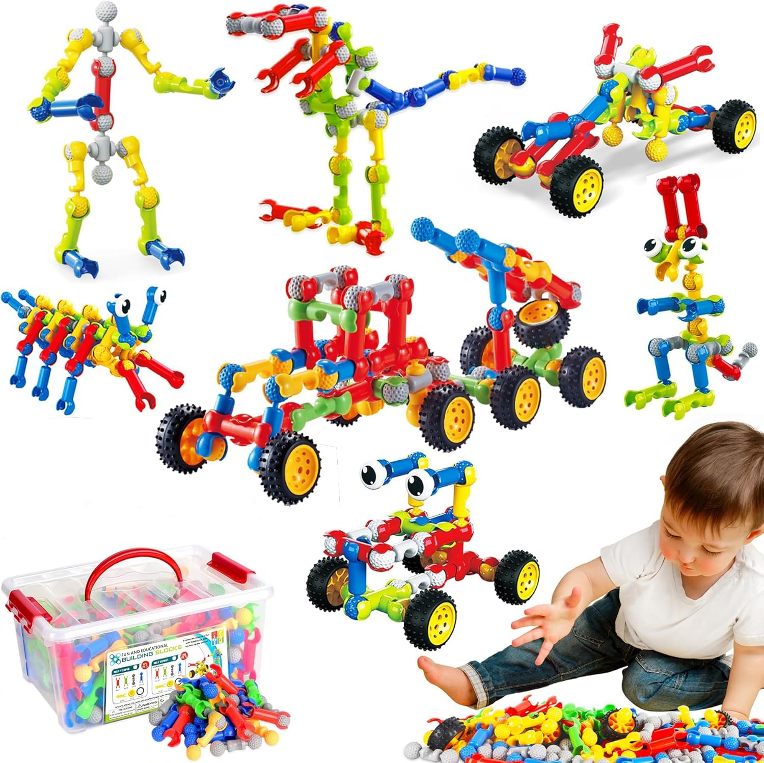 STEM Building Toys for 3 4 5 6 7 8 Year Old Boys Girls, 125 Pcs for 5 Year Old Building Blocks Educational STEM Kit Learning Creative Toys for 3-5 4-8 5-7 6-8 Kids, Birthday Gifts for Kids image number 5